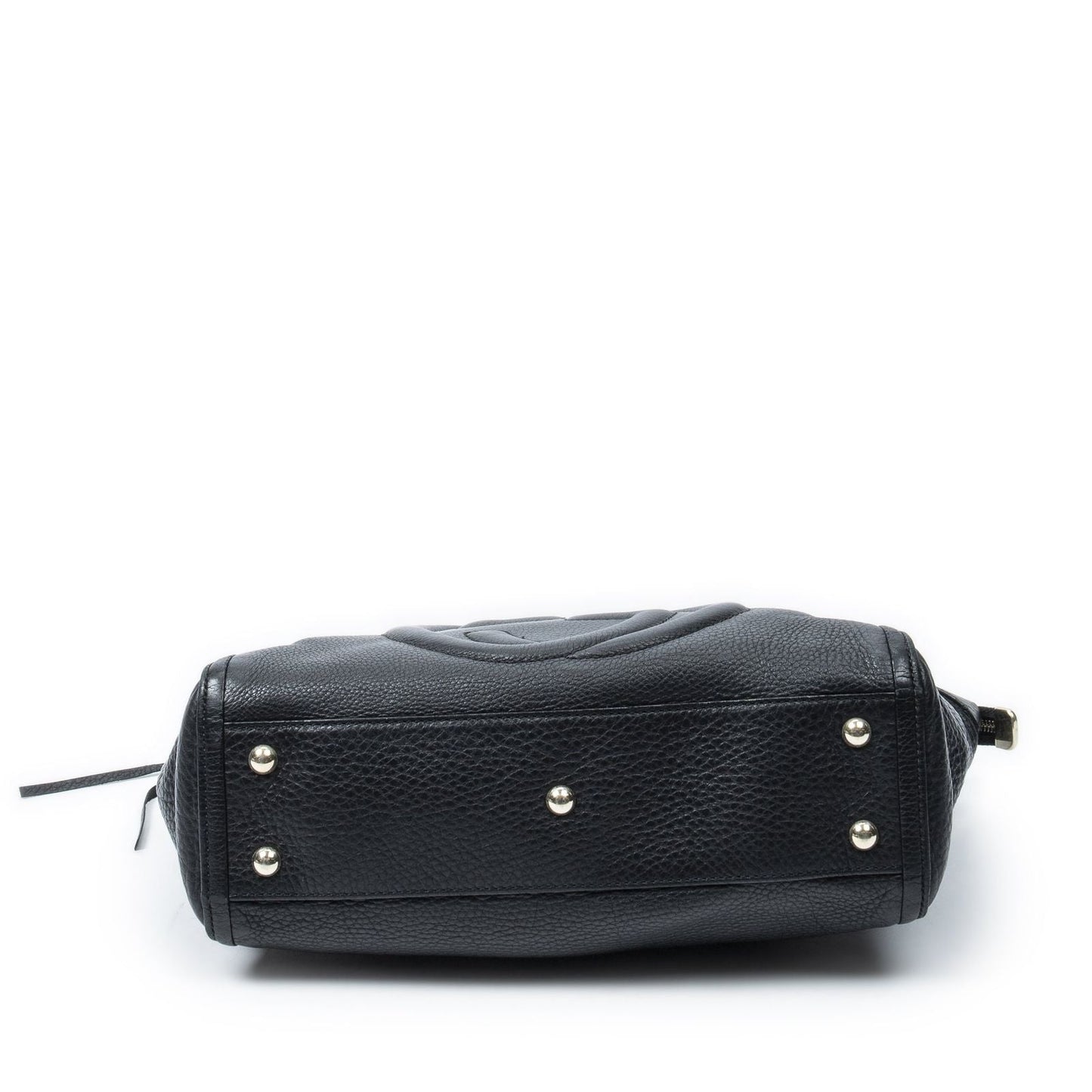 Gucci Soho Interlocking Tote Black Gray Calfskin Leather