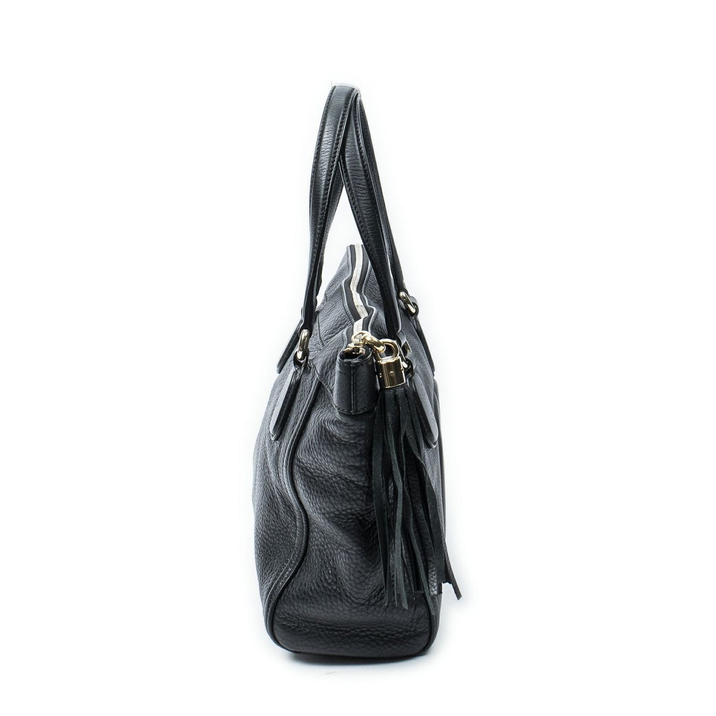 Gucci Soho Interlocking Tote Black Gray Calfskin Leather