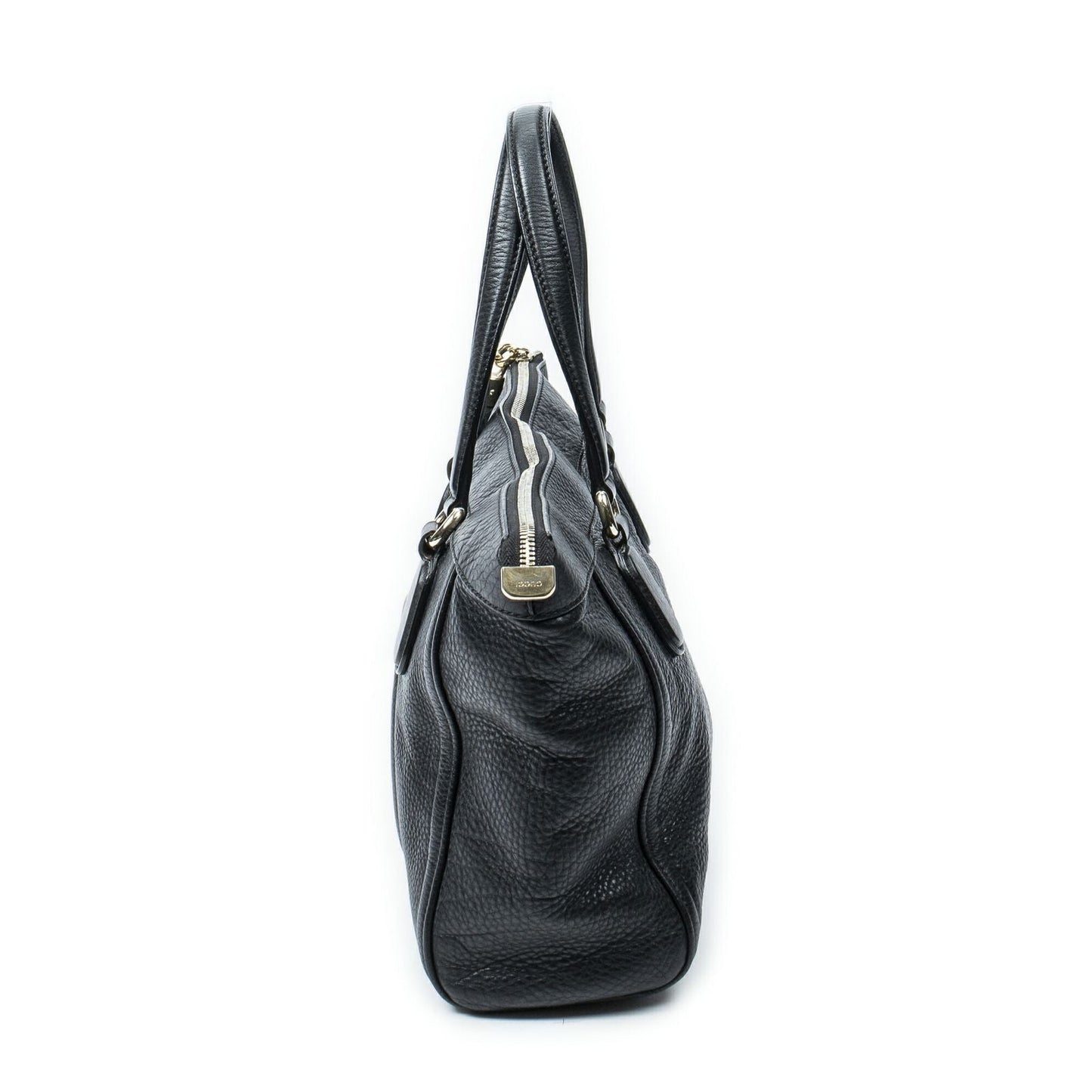 Gucci Soho Interlocking Tote Black Gray Calfskin Leather