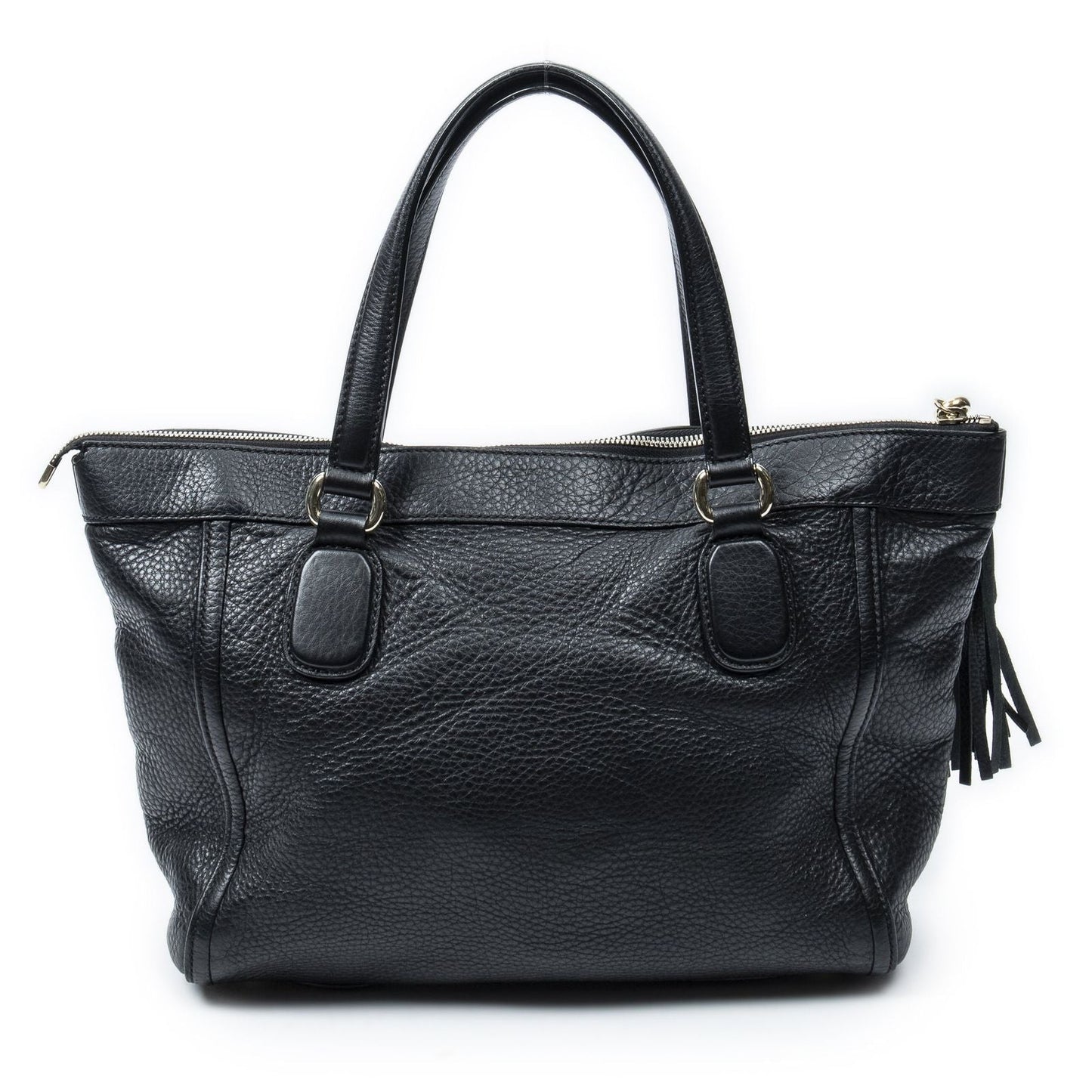 Gucci Soho Interlocking Tote Black Gray Calfskin Leather