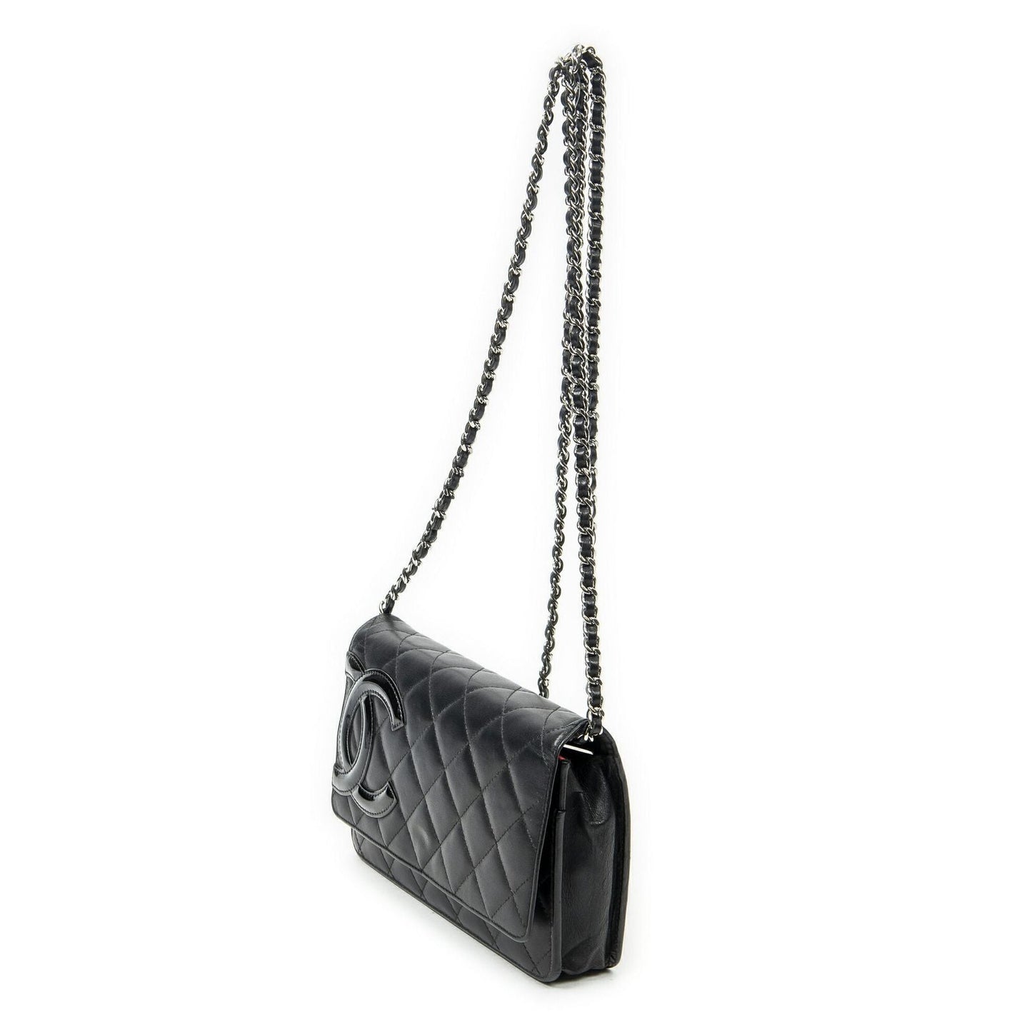 Chanel Cambon Line Chain Wallet Black Quilted Lambskin Leather