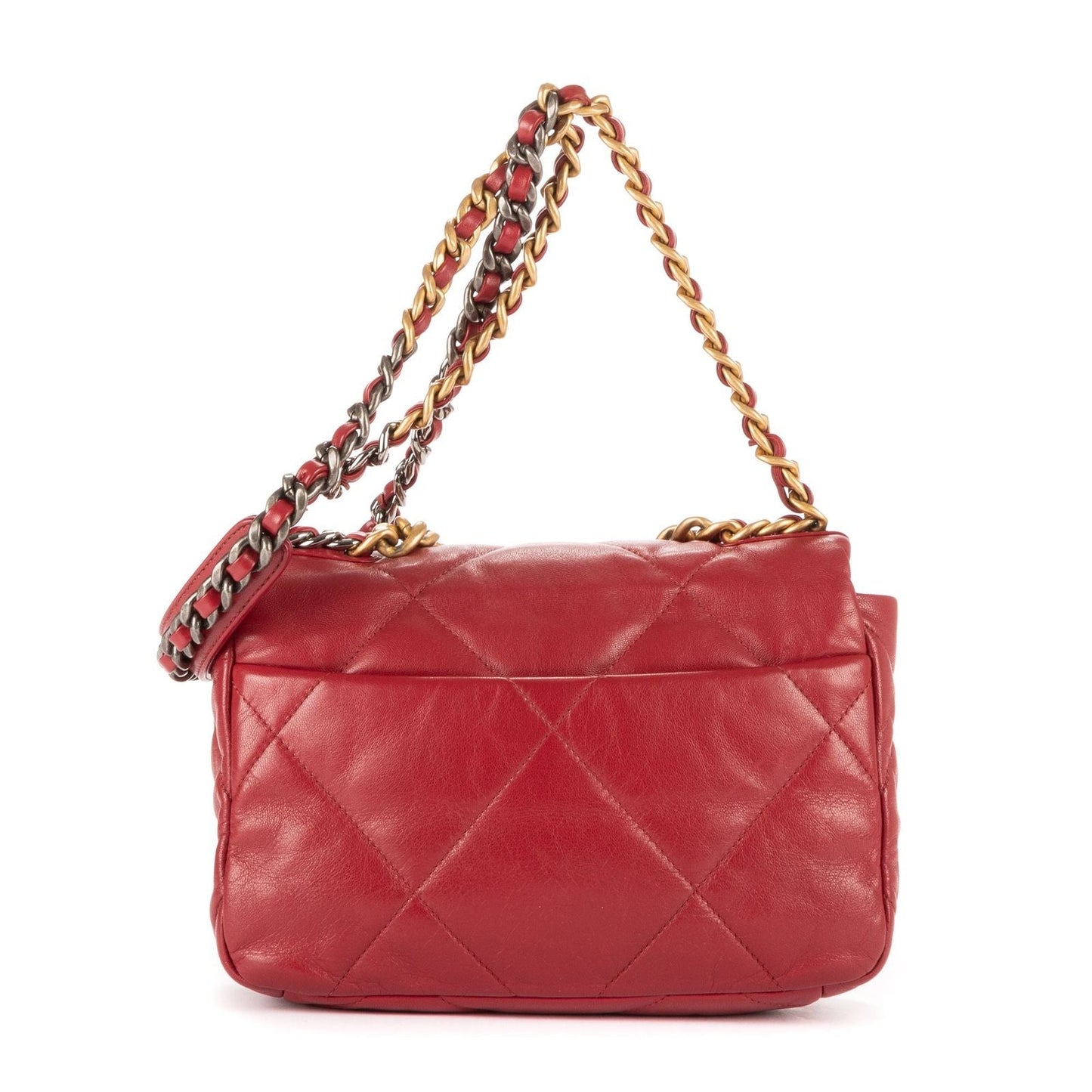 Chanel Classic 19 Flap Bar Burgundy Calfskin Leather