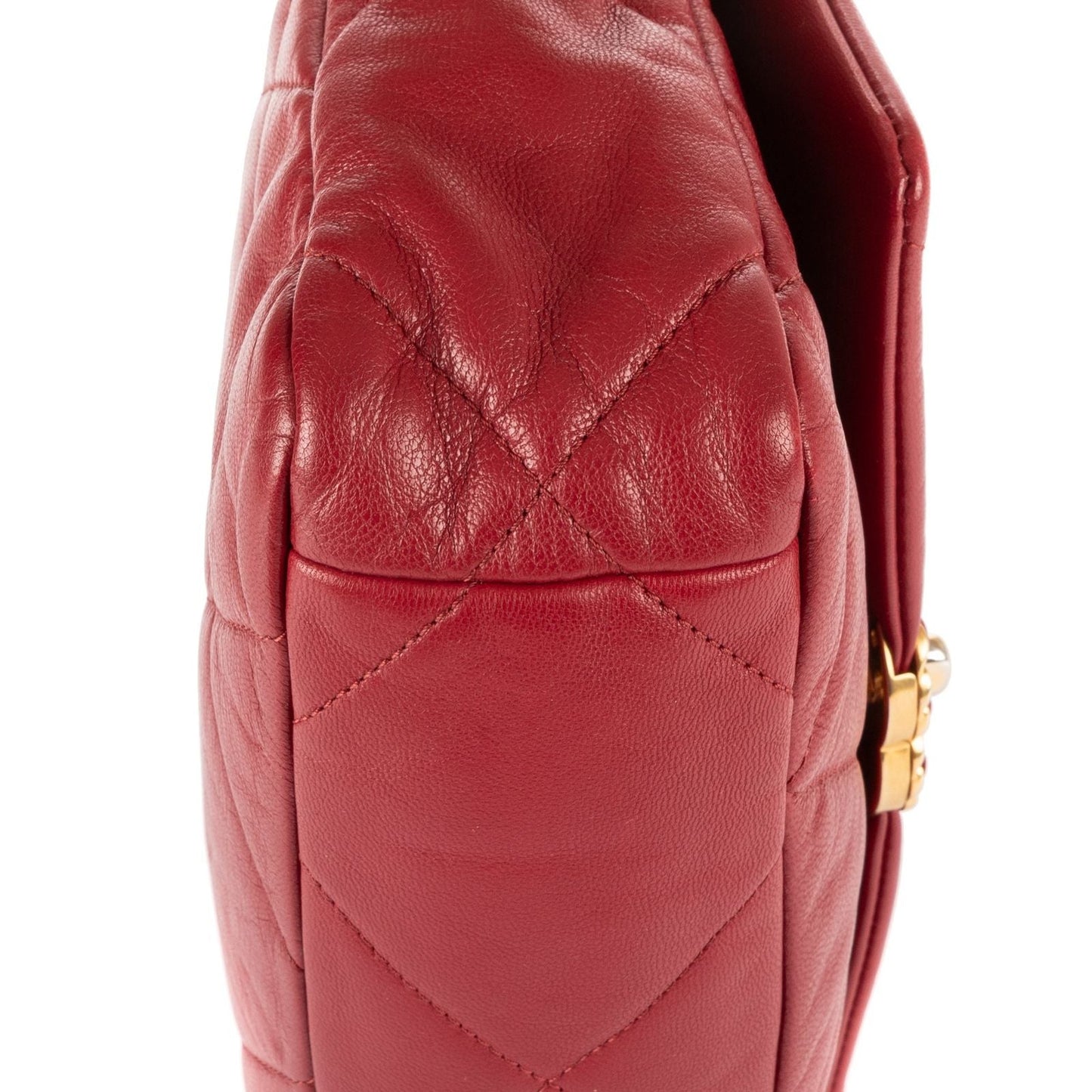Chanel Classic 19 Flap Bar Burgundy Calfskin Leather