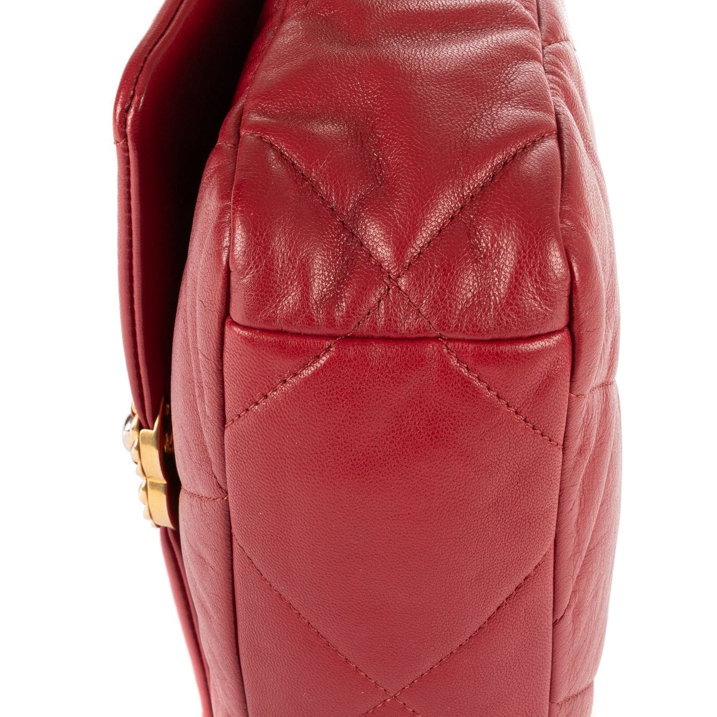 Chanel Classic 19 Flap Bar Burgundy Calfskin Leather