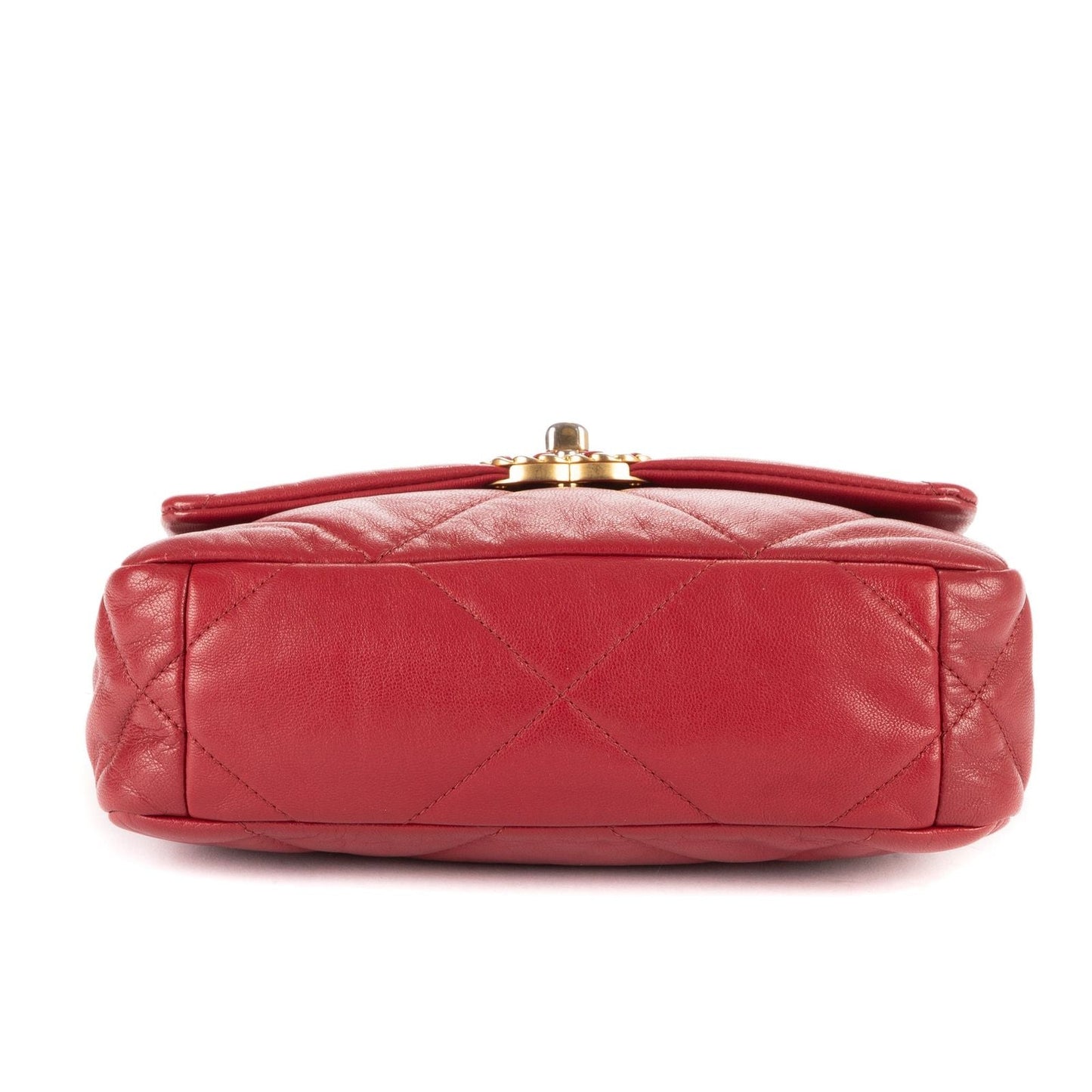 Chanel Classic 19 Flap Bar Burgundy Calfskin Leather