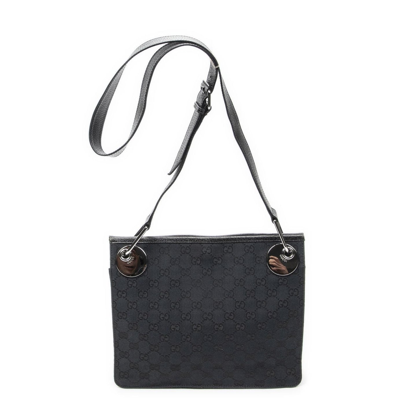 Gucci Eclipse Crossbody Shoulder Bag Black GG Canvas