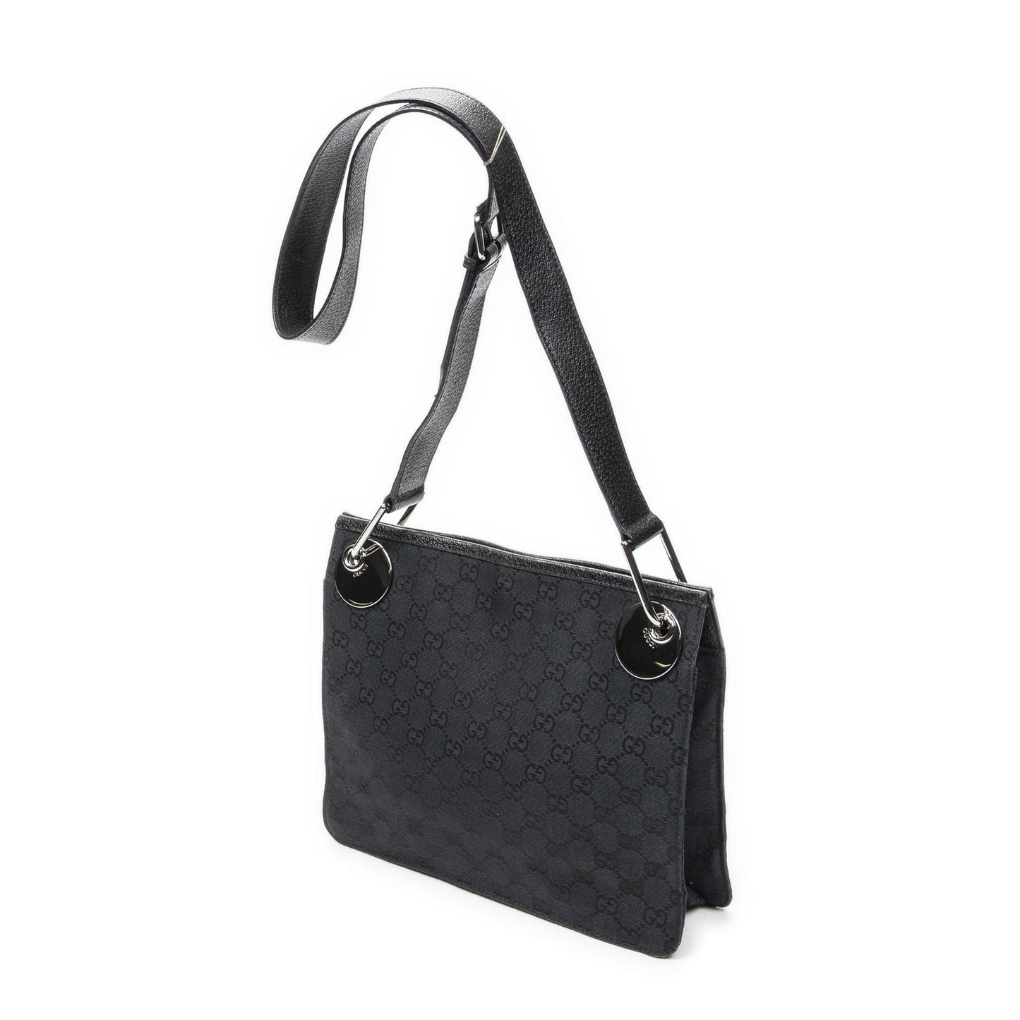 Gucci Eclipse Crossbody Shoulder Bag Black GG Canvas