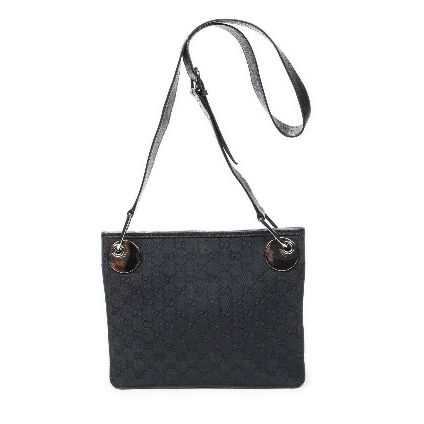 Gucci Eclipse Crossbody Shoulder Bag Black GG Canvas