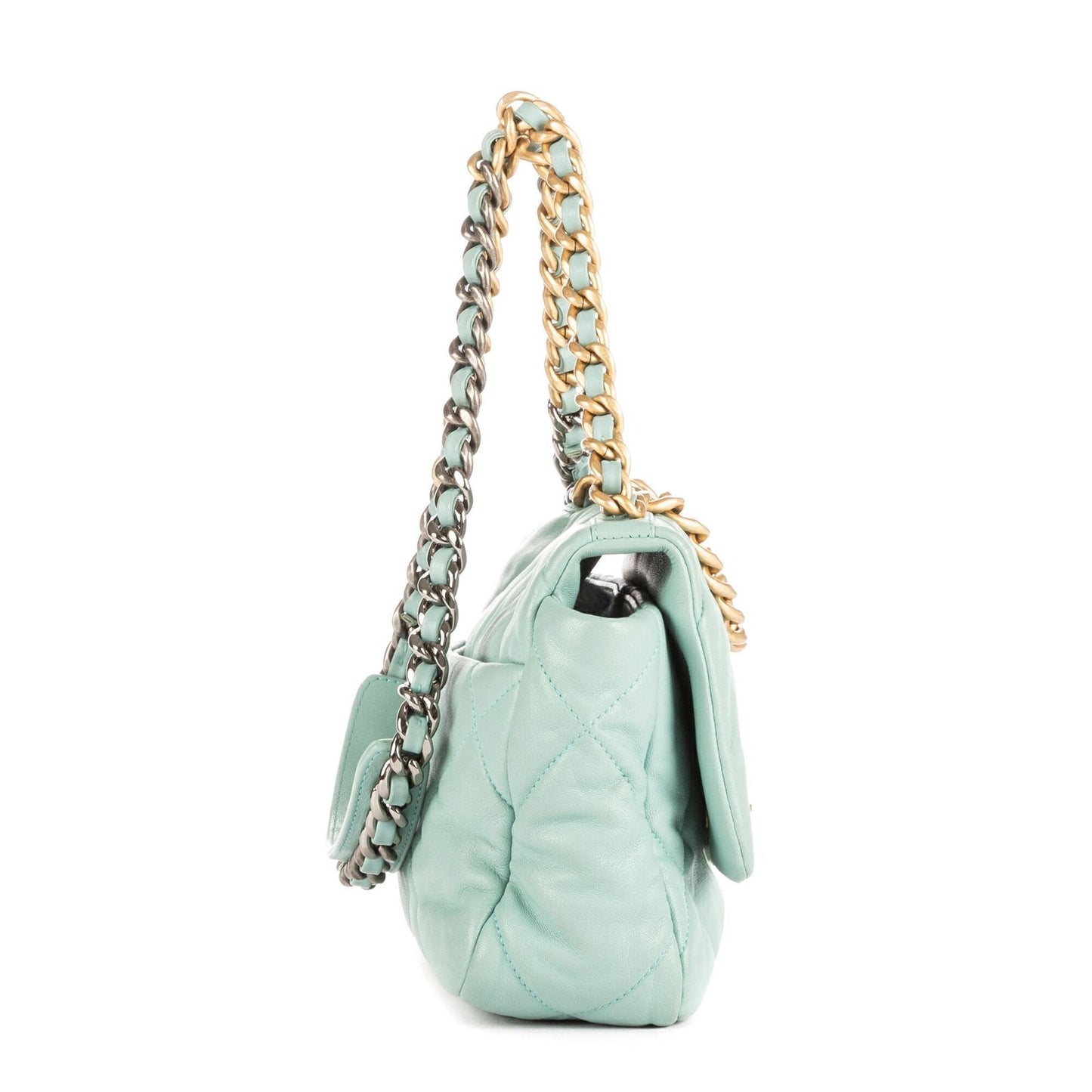 Chanel Classic 19 Flap Teale Blue Quilted Lambskin Leather