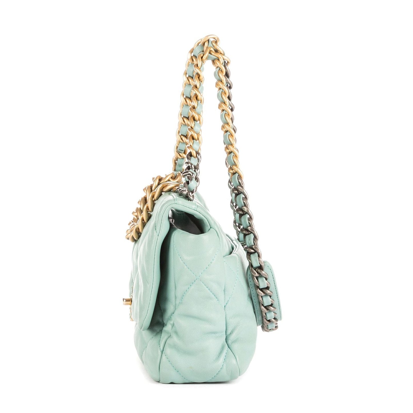 Chanel Classic 19 Flap Teale Blue Quilted Lambskin Leather
