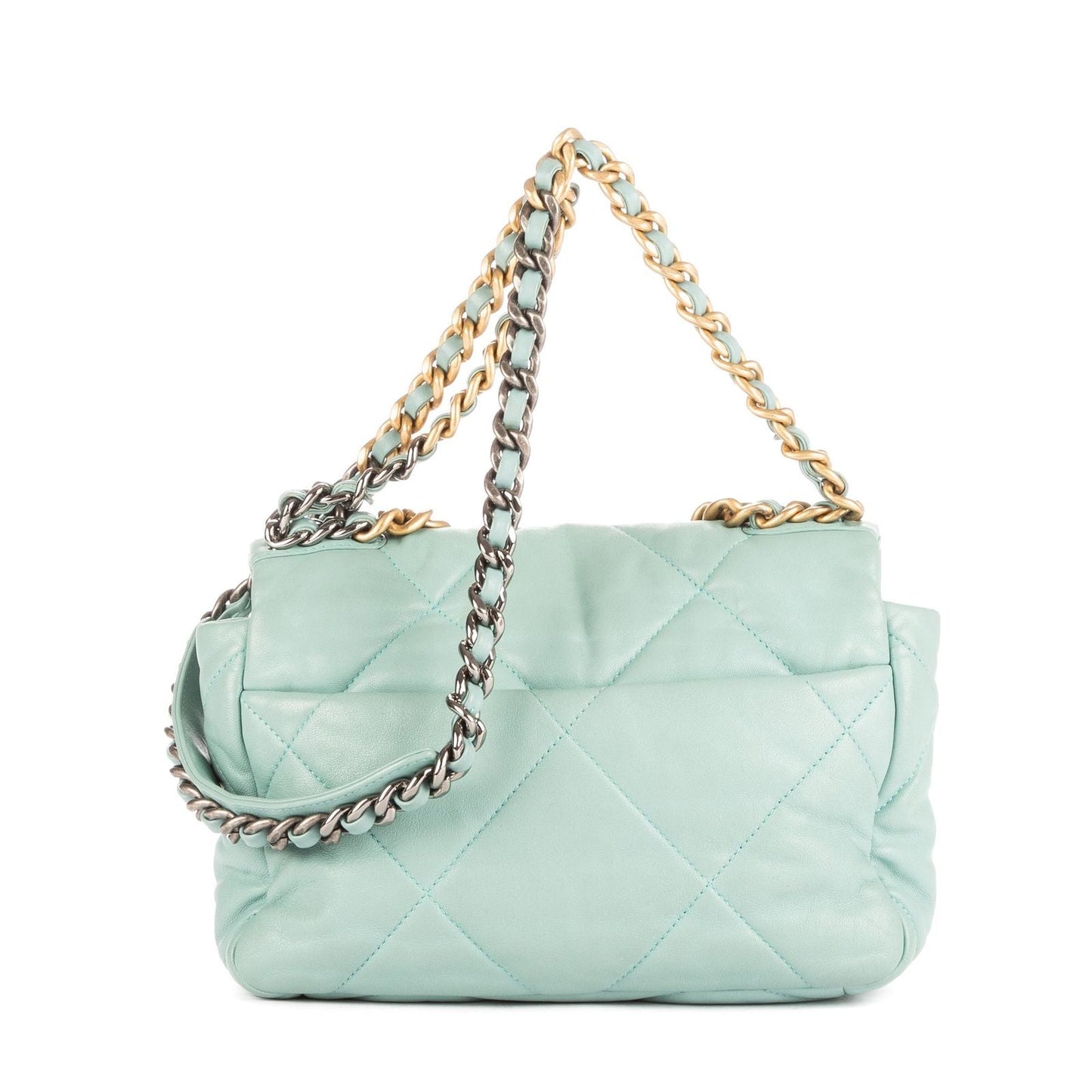 Chanel Classic 19 Flap Teale Blue Quilted Lambskin Leather