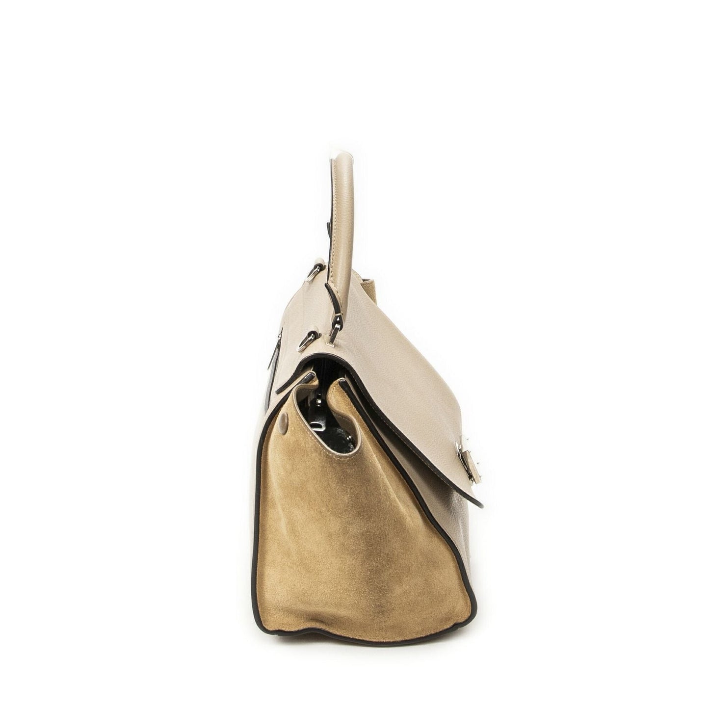 Celine Small Medium Swing Beige Gray Calfskin Leather Messenger Bag