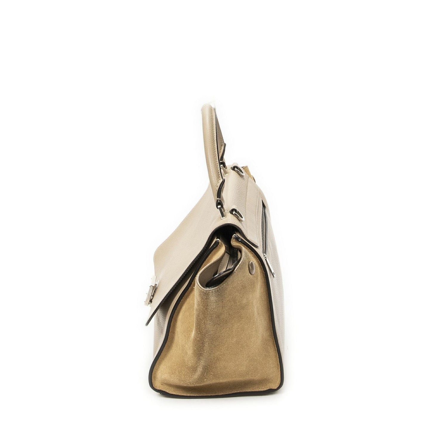 Celine Small Medium Swing Beige Gray Calfskin Leather Messenger Bag