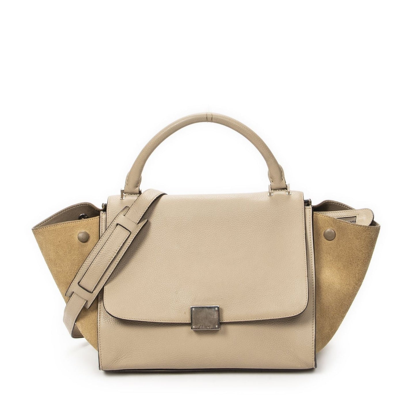 Celine Small Medium Swing Beige Gray Calfskin Leather Messenger Bag