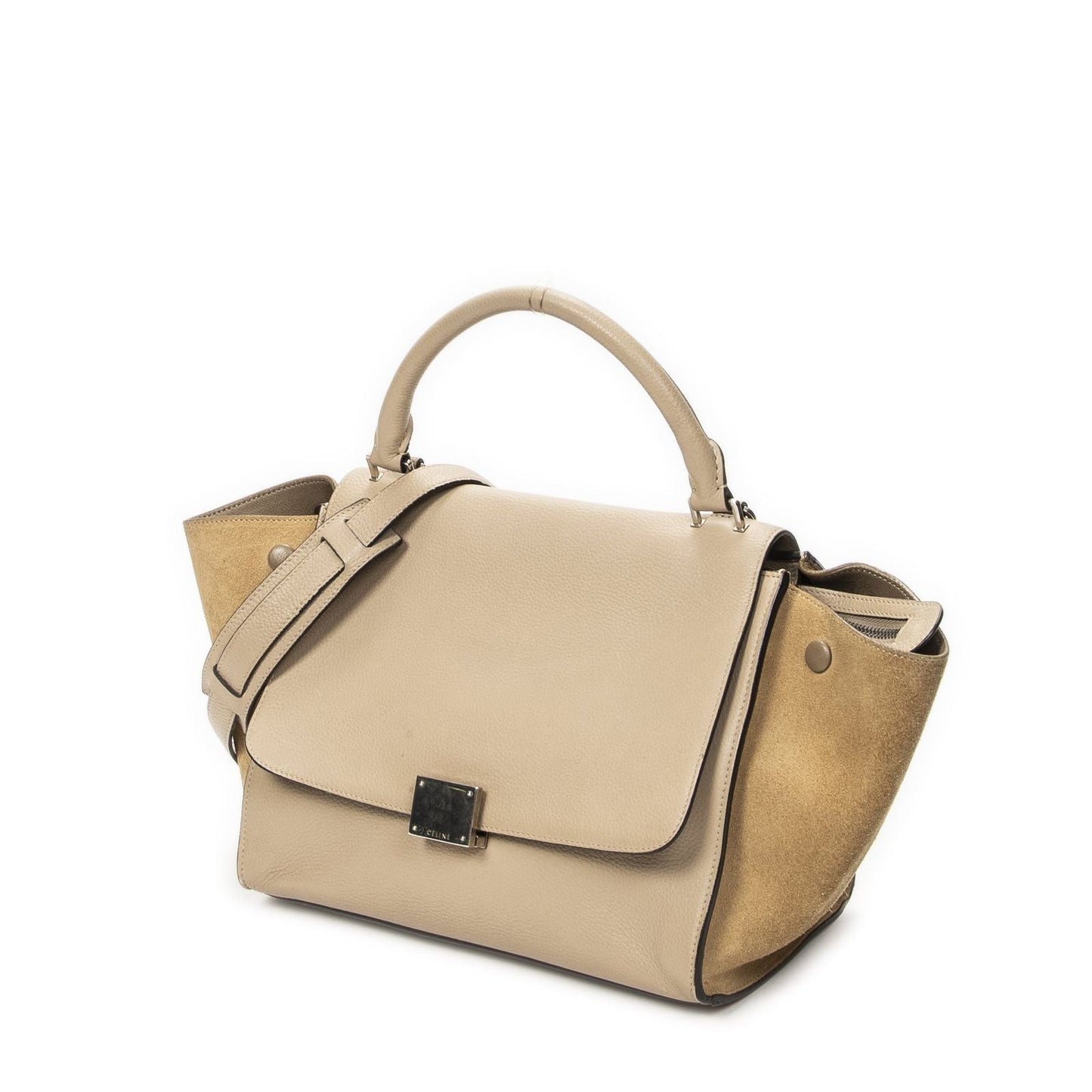 Celine Small Medium Swing Beige Gray Calfskin Leather Messenger Bag