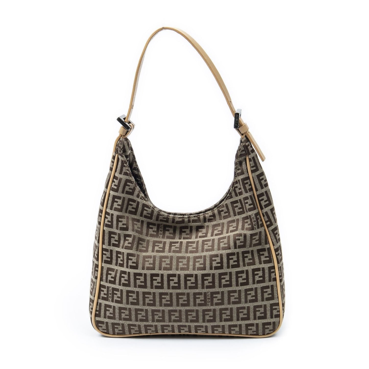Fendi Small Hobo Tan Beige Zucchino Canvas