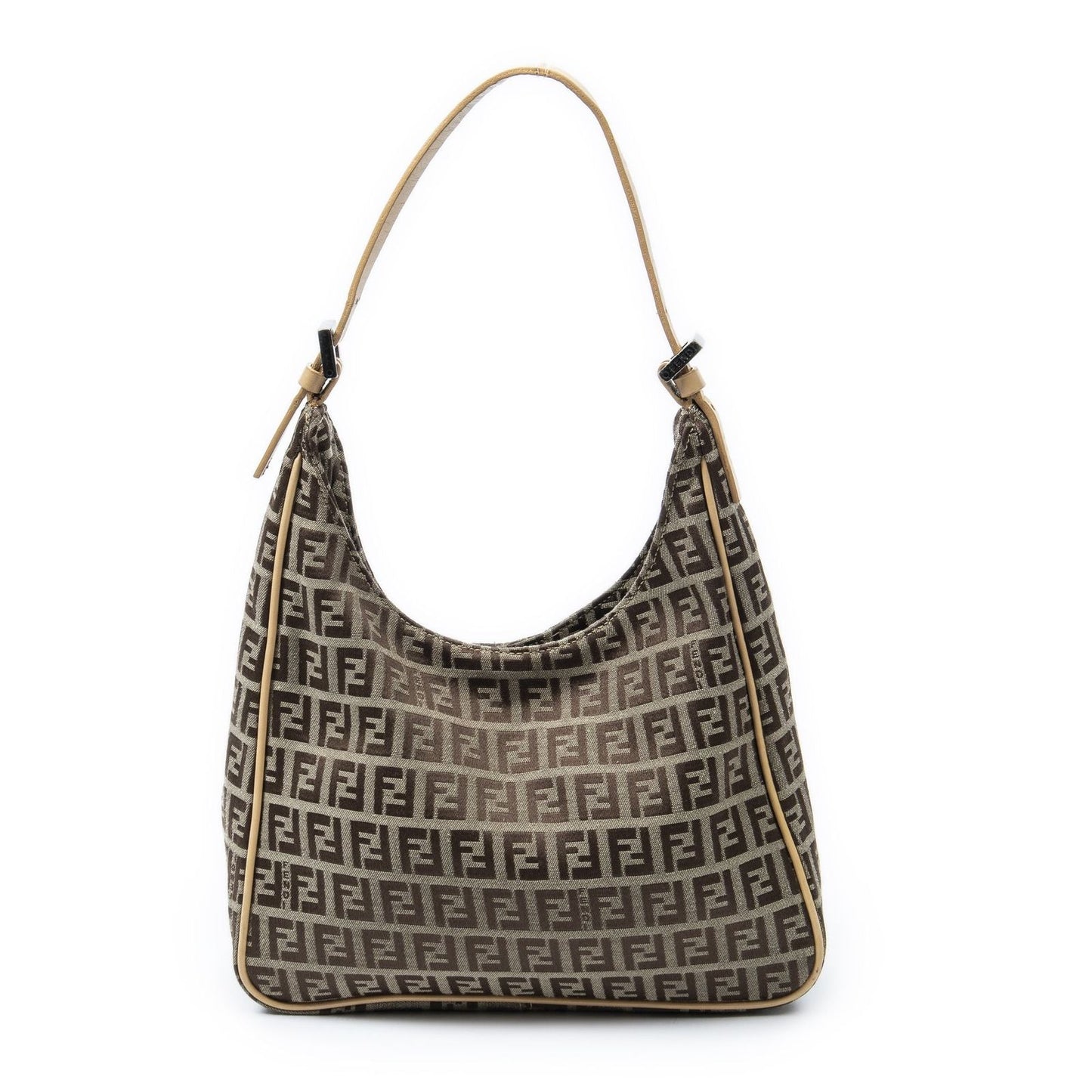 Fendi Small Hobo Tan Beige Zucchino Canvas