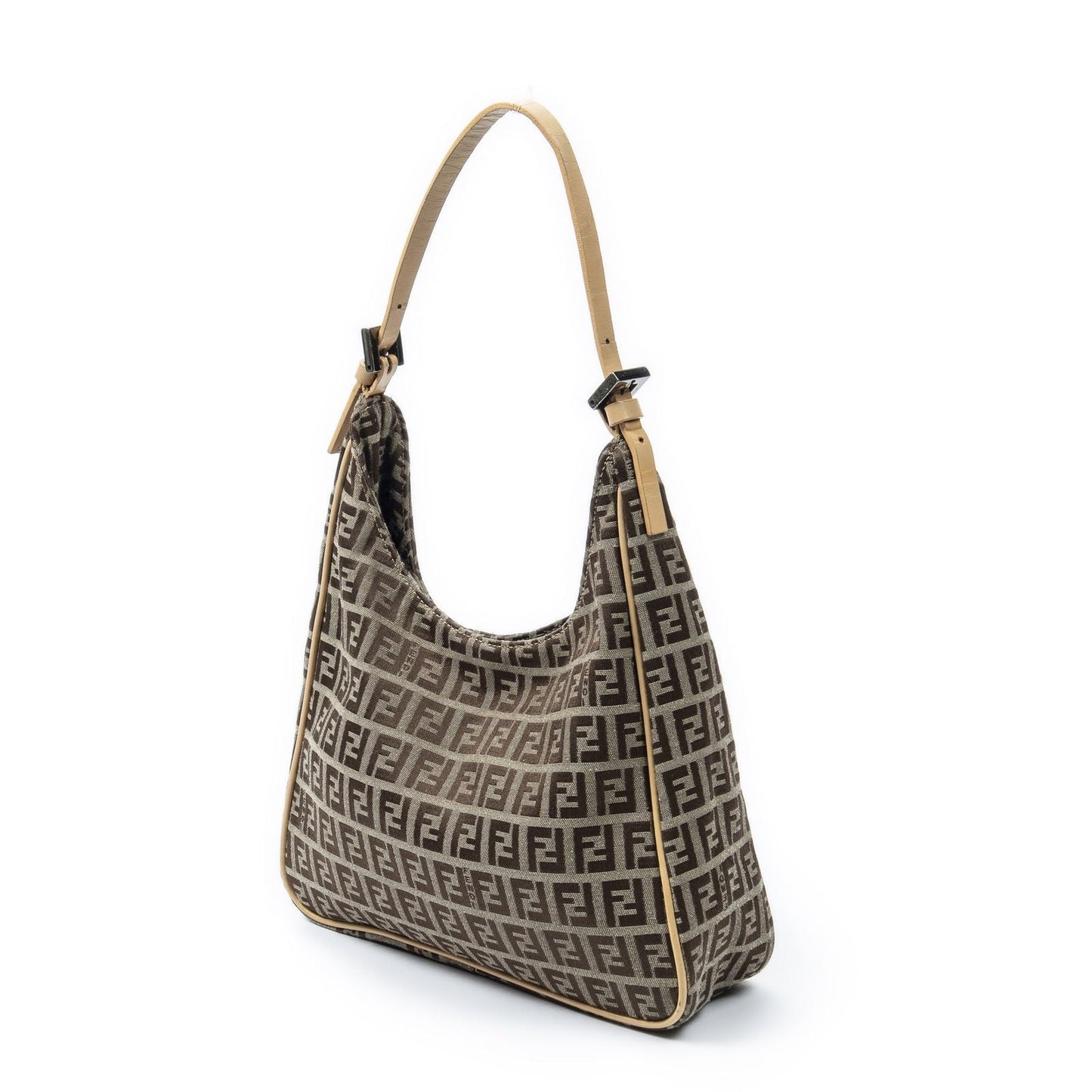 Fendi Small Hobo Tan Beige Zucchino Canvas