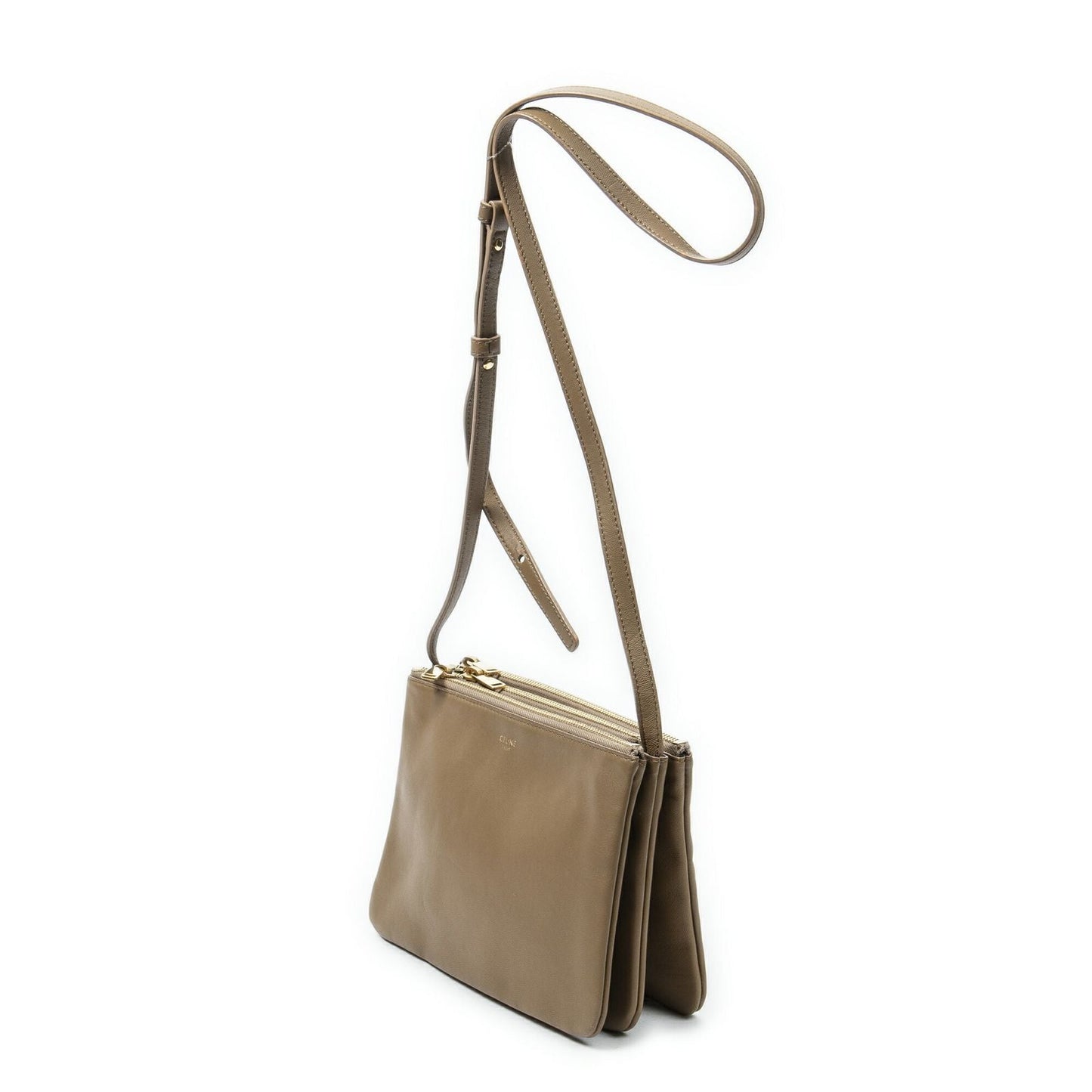 Celine Small Trio Crossbody Tan Calfskin Leather