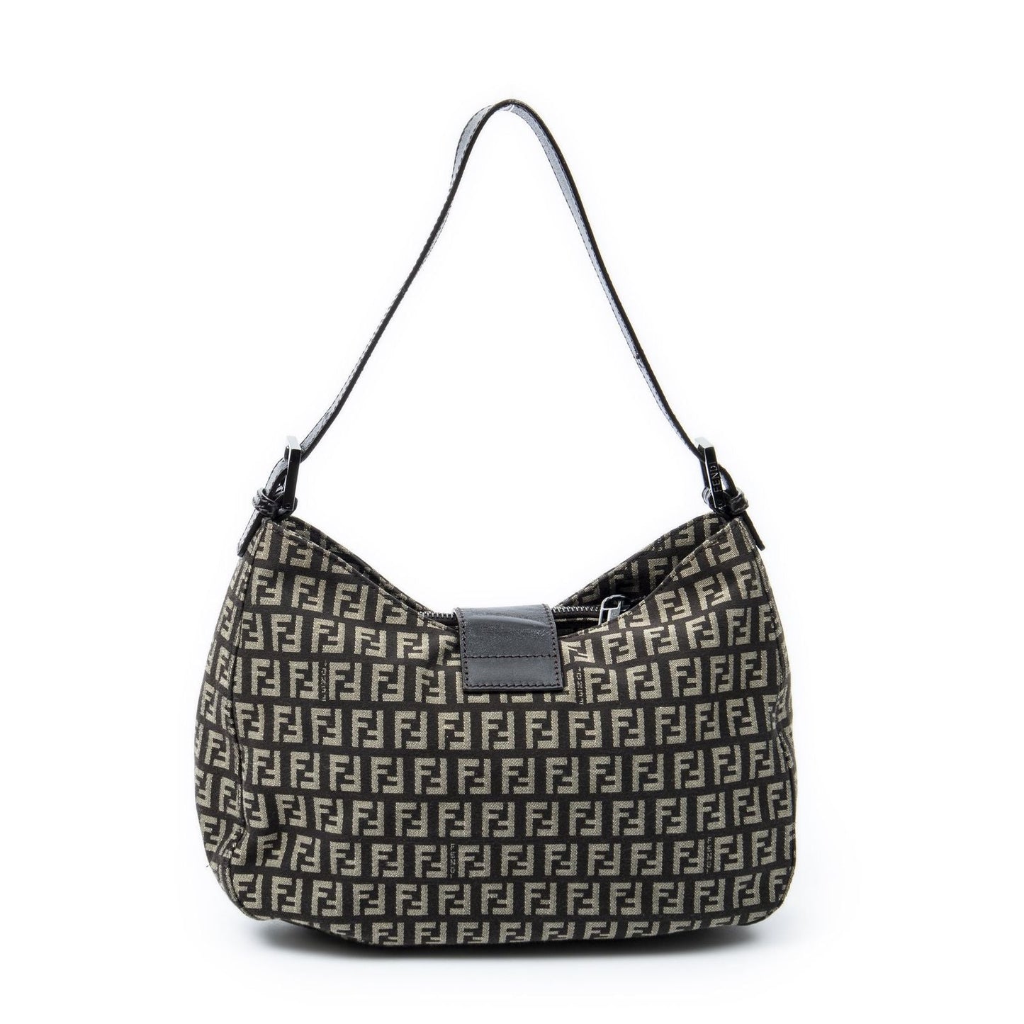 Fendi Shoulder Hobo Beige Dark Brown Zucchino Canvas