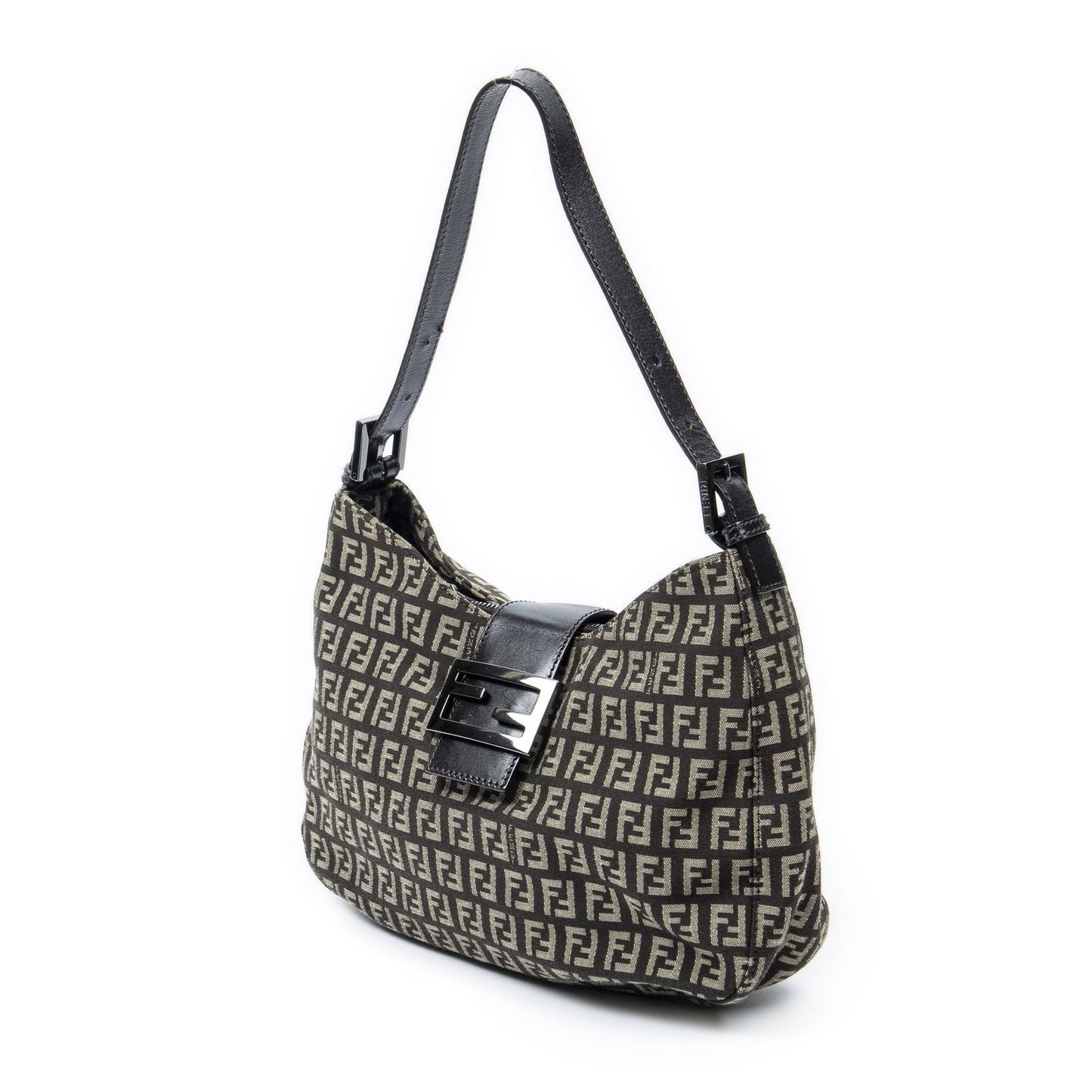 Fendi Shoulder Hobo Beige Dark Brown Zucchino Canvas