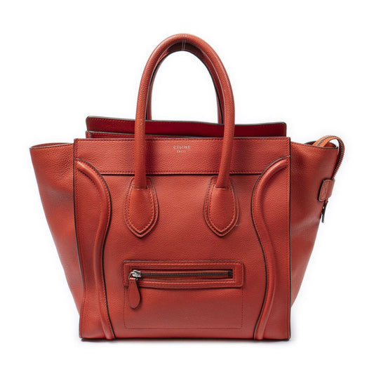 Celine Mini Luggage Orange Gray Calfskin Leather