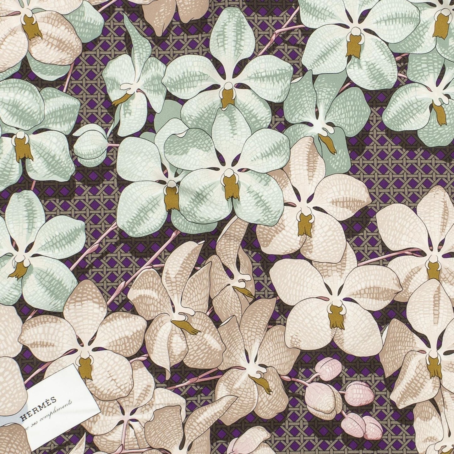 Hermes Scarf Brown Green Blue Silk