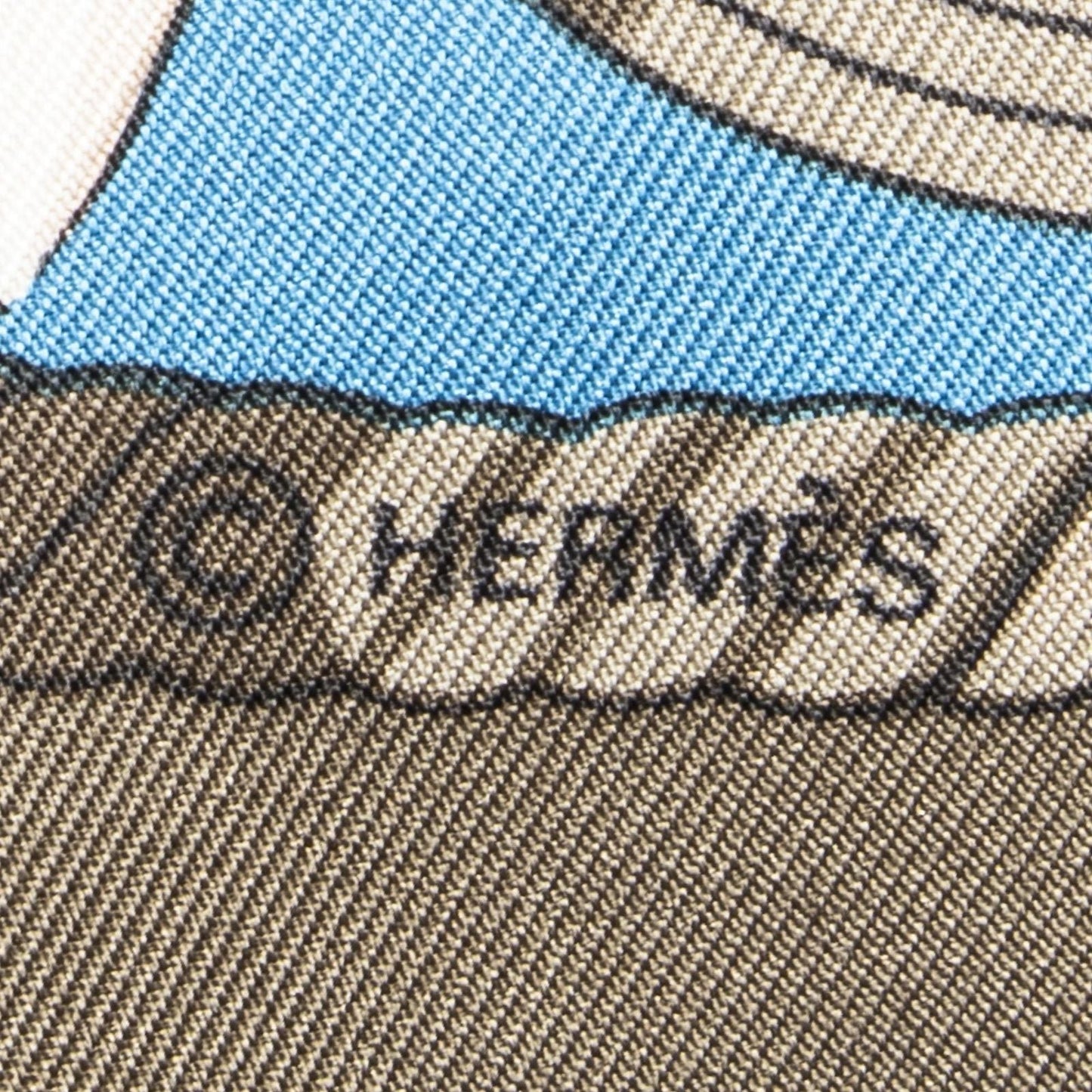 Hermes Scarf Brown Green Blue Silk