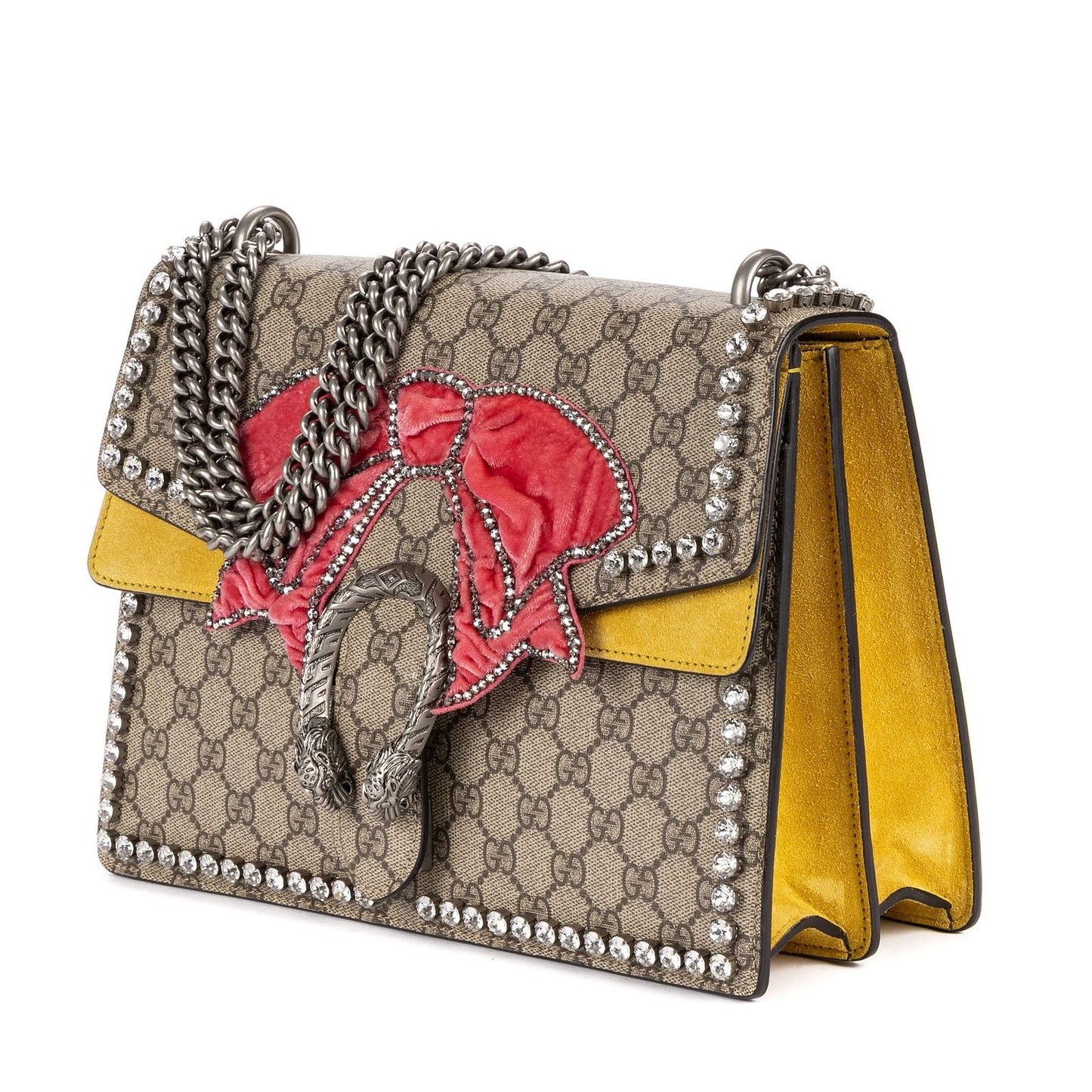 Gucci Crystal Bow GG Supreme Dionysus Beige Yellow Pink with a Presence of