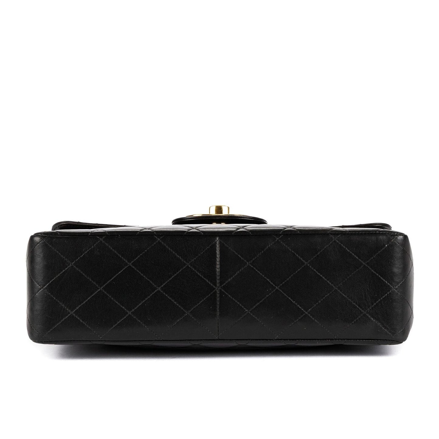 Chanel Vintage Jumbo Black Smooth Leather Quilted Polished Messenger Bag