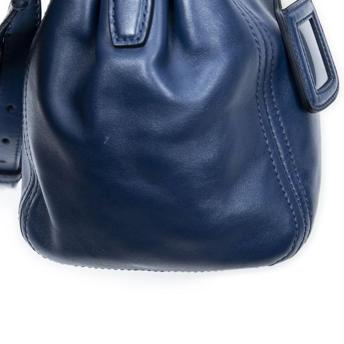 Prada Zip Pocket Shopping Tote Blue Soft Calfskin Leather