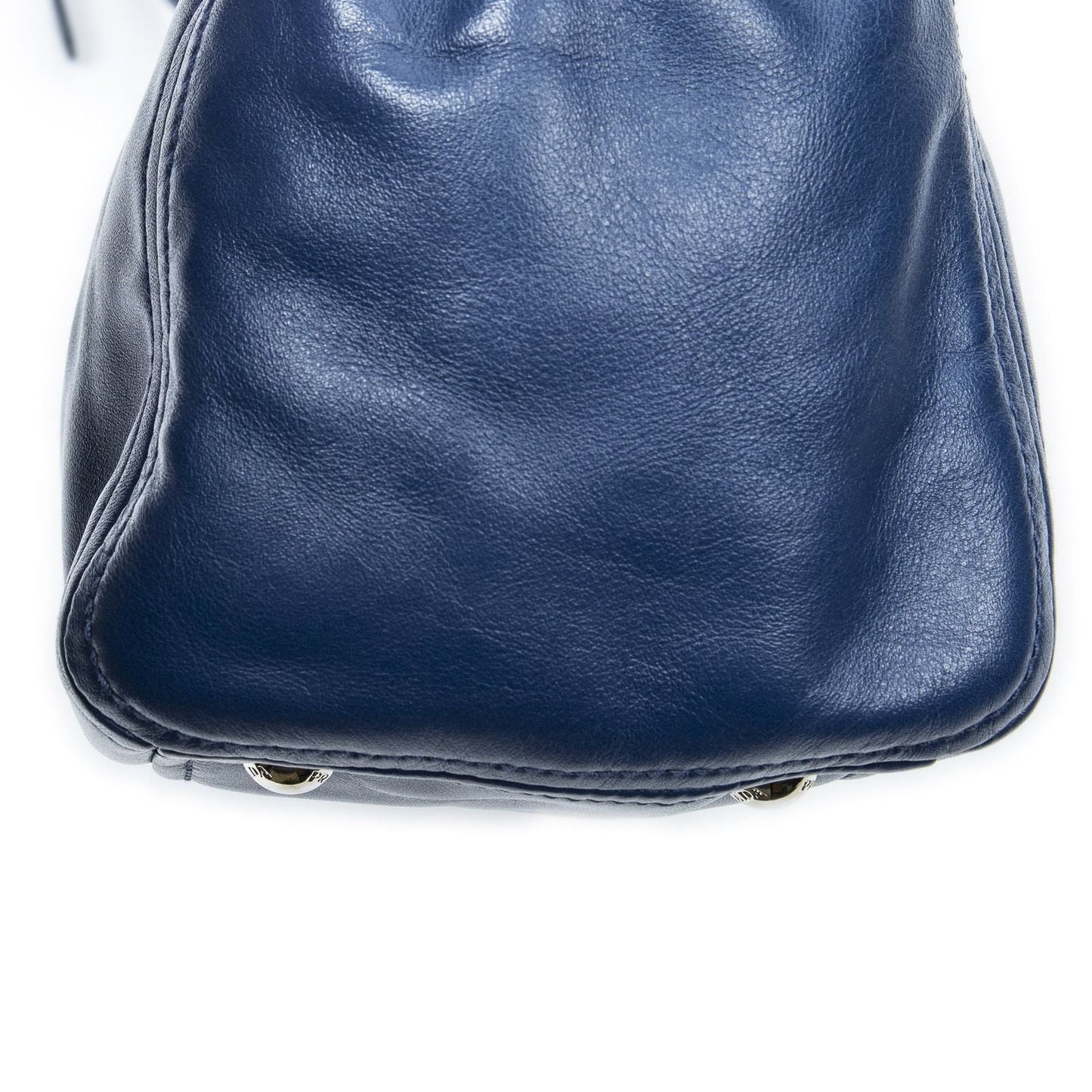 Prada Zip Pocket Shopping Tote Blue Soft Calfskin Leather