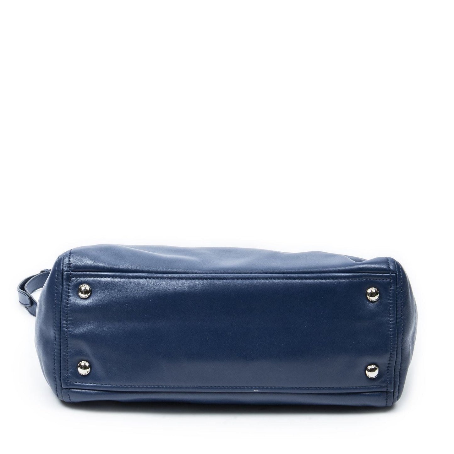 Prada Zip Pocket Shopping Tote Blue Soft Calfskin Leather