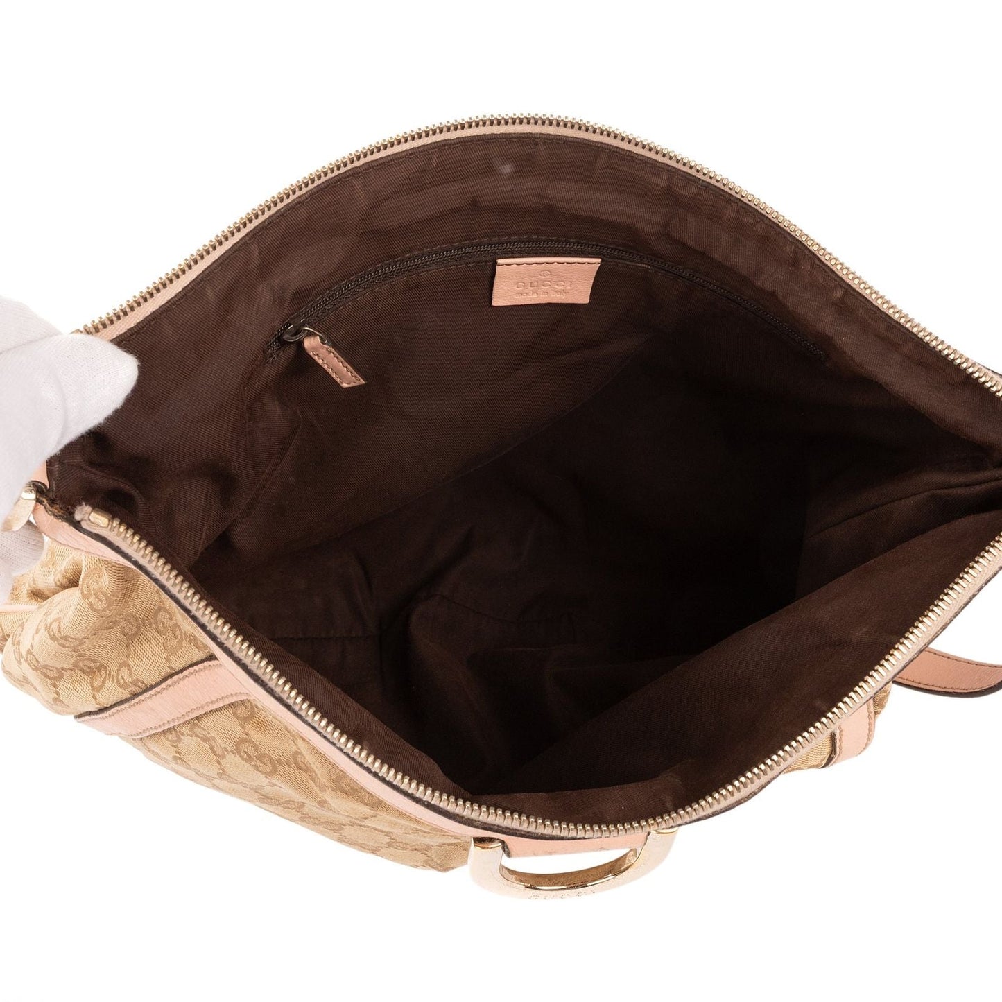 Gucci Abbey D-Sling Pink Beige Monogram Canvas Handbag