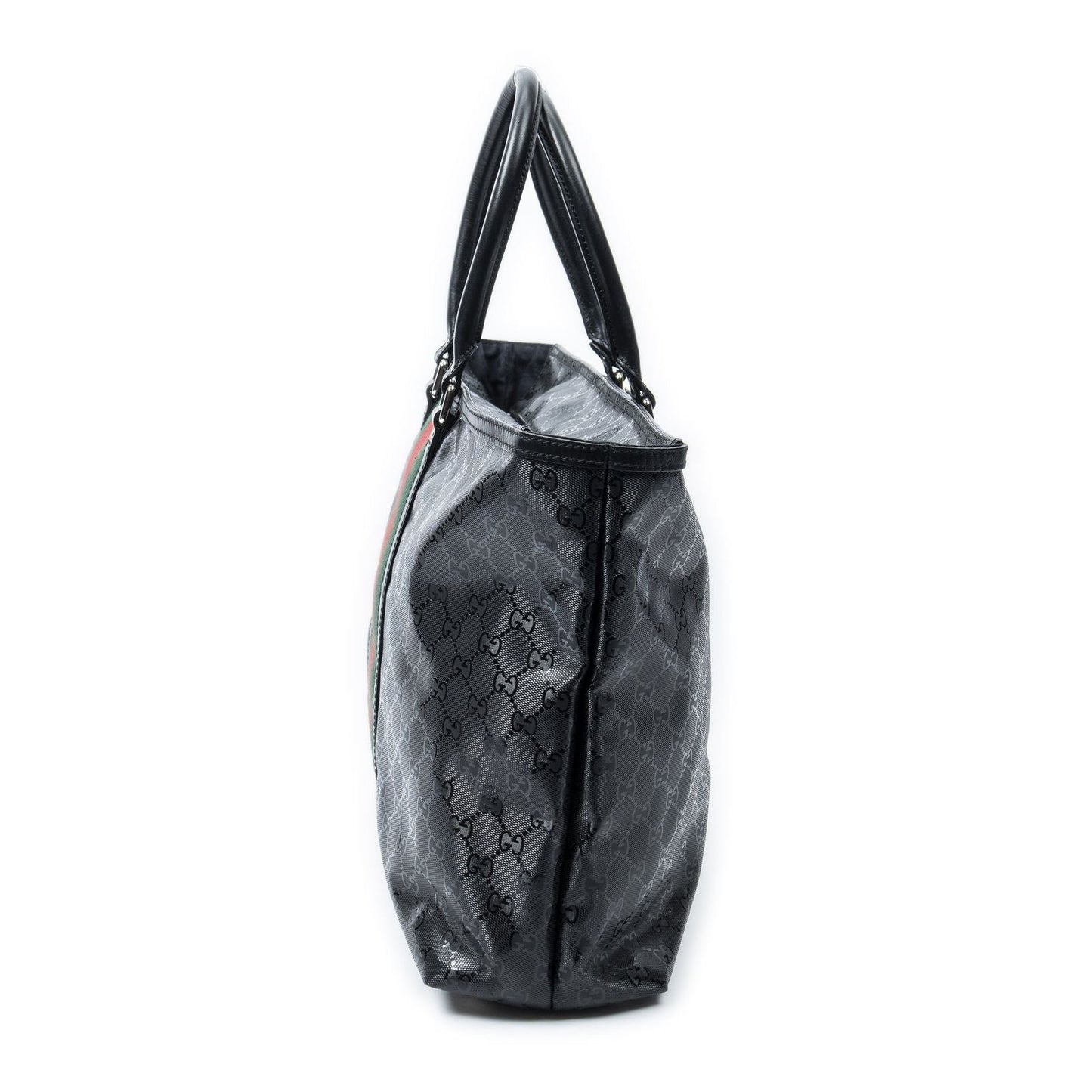 Gucci Large Web 500 Zip Tote Black Guccissima Imprint Canvas