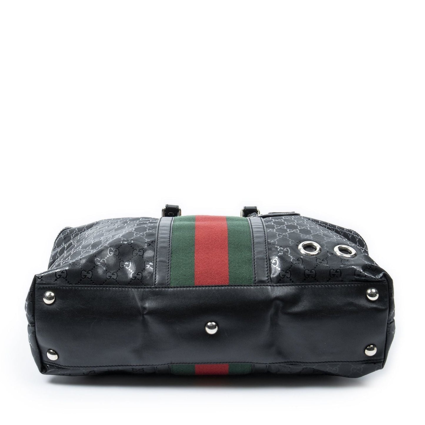 Gucci Large Web 500 Zip Tote Black Guccissima Imprint Canvas