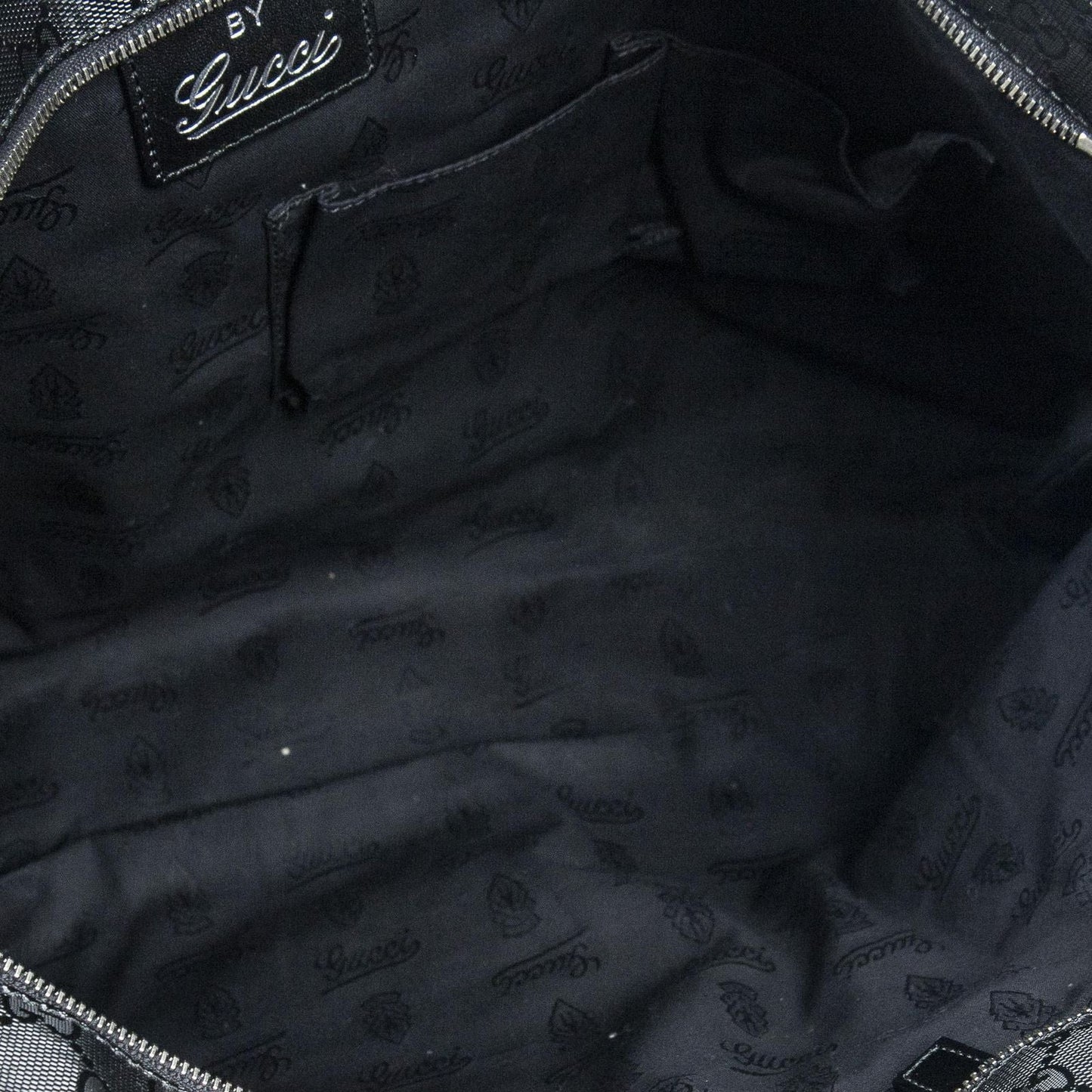 Gucci Large Web 500 Zip Tote Black Guccissima Imprint Canvas