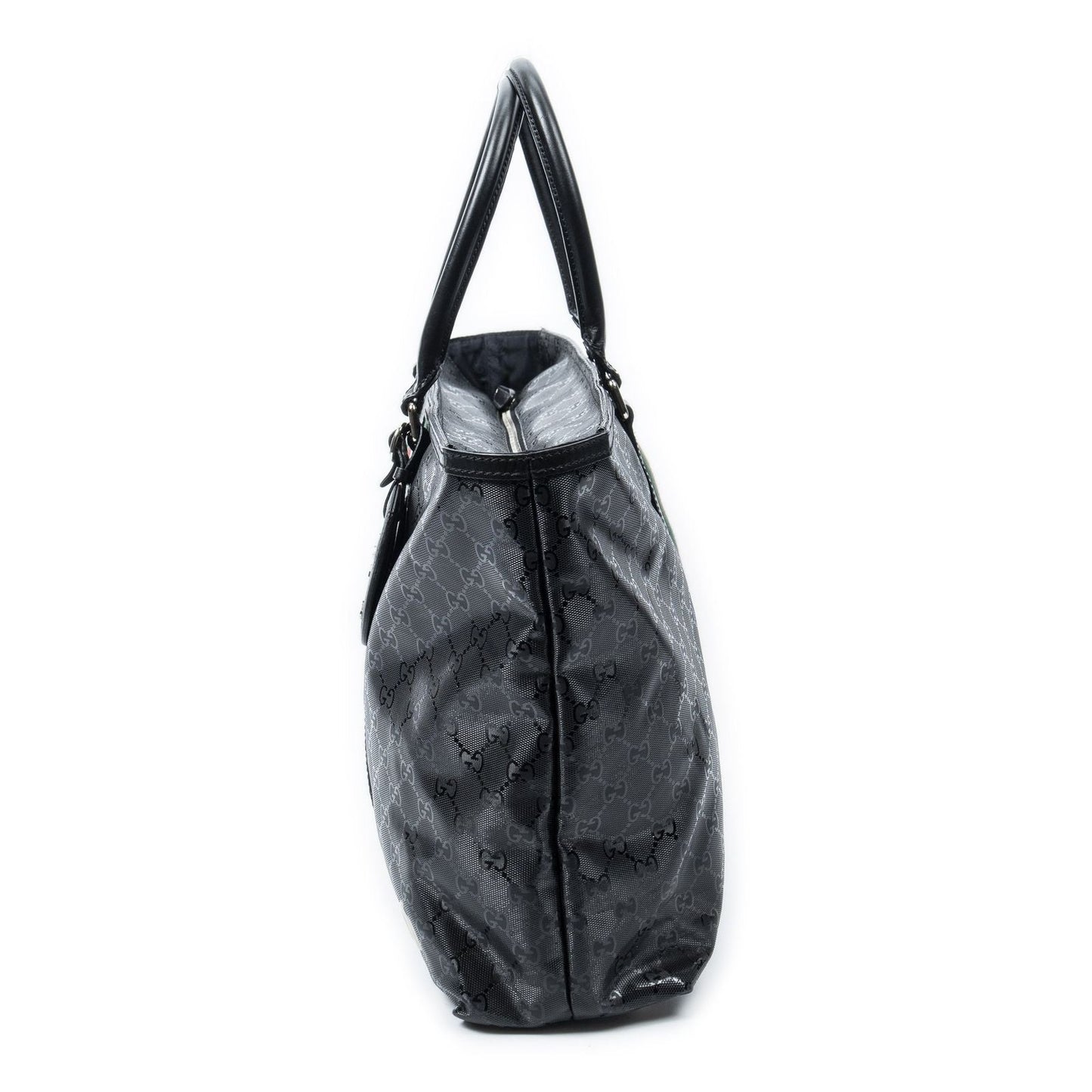 Gucci Large Web 500 Zip Tote Black Guccissima Imprint Canvas