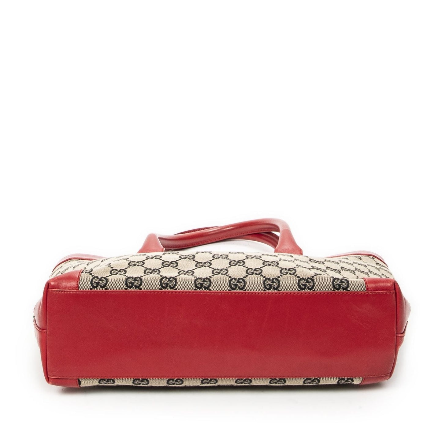 Gucci Zip Shopping Tote Beige Red GG Canvas