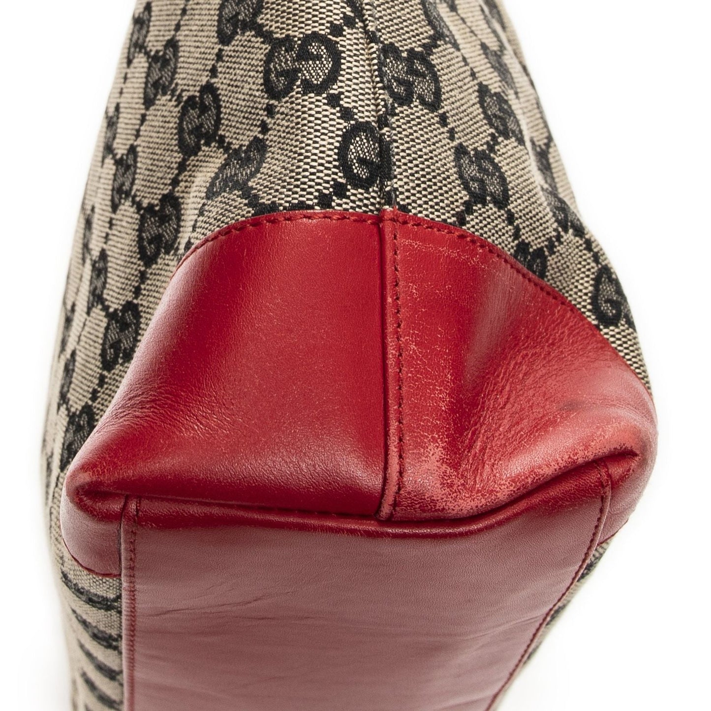 Gucci Zip Shopping Tote Beige Red GG Canvas