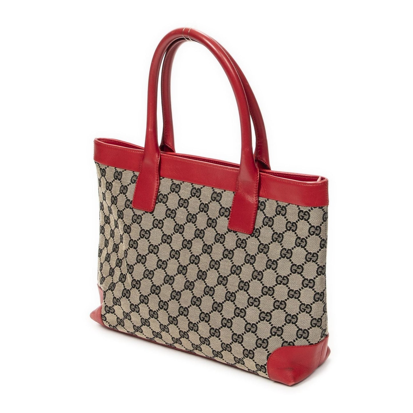 Gucci Zip Shopping Tote Beige Red GG Canvas
