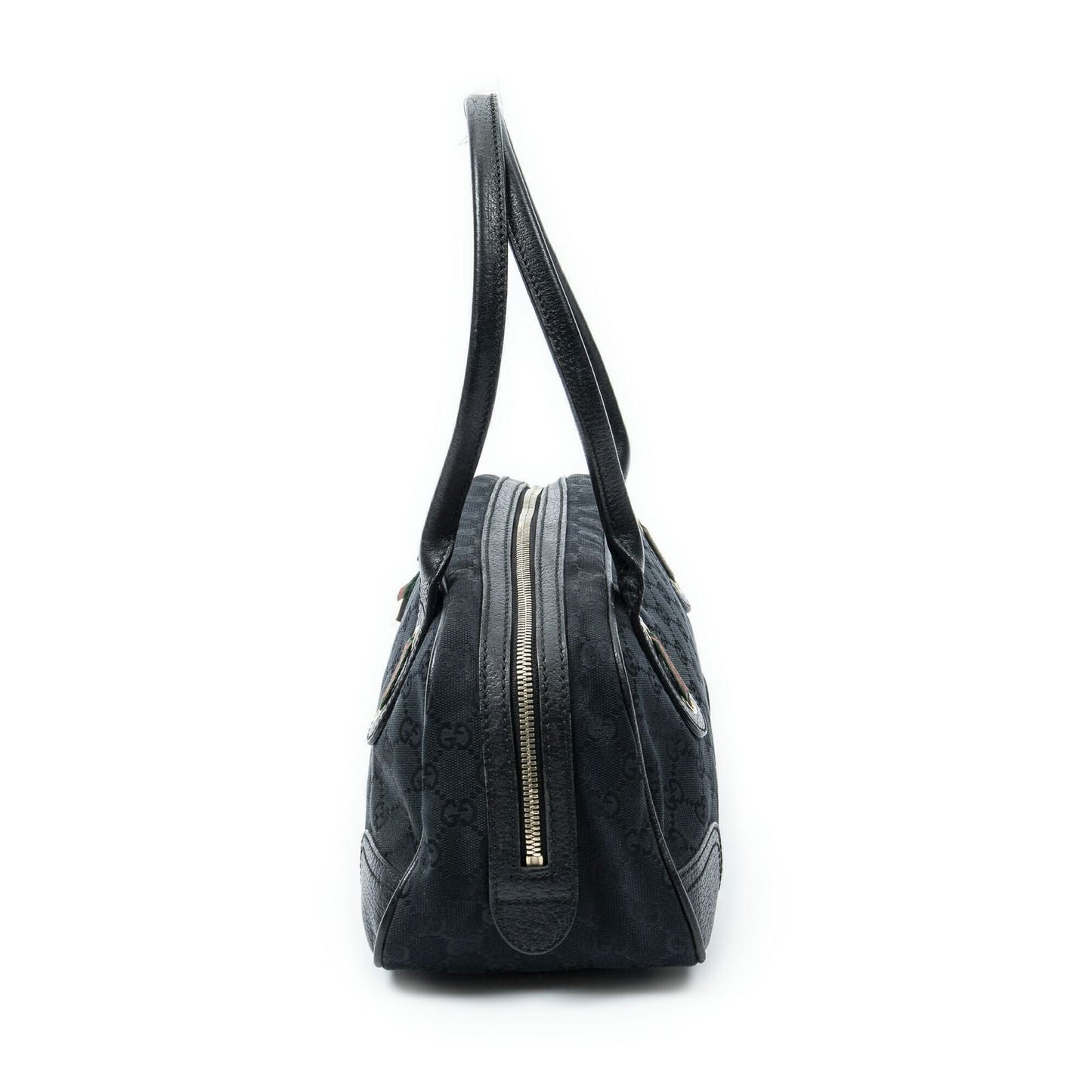 Gucci Web Principe Boston Black GG Canvas Messenger Bag