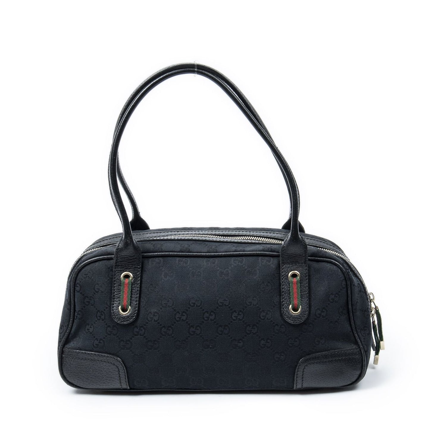 Gucci Web Principe Boston Black GG Canvas Messenger Bag