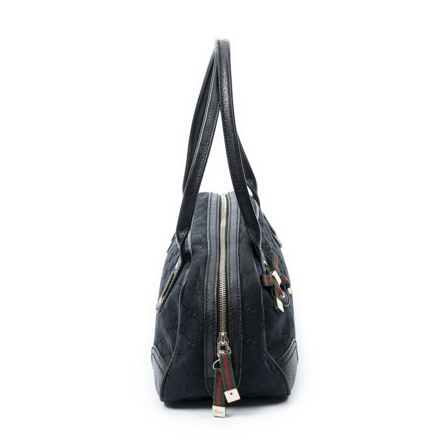 Gucci Web Principe Boston Black GG Canvas Messenger Bag