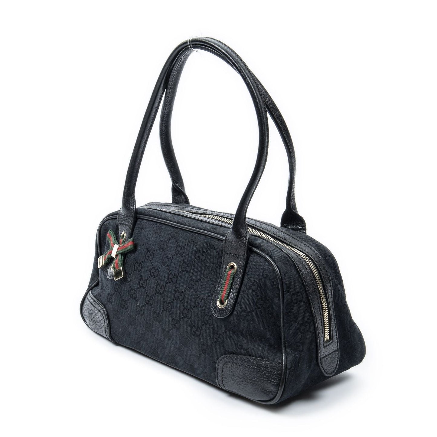 Gucci Web Principe Boston Black GG Canvas Messenger Bag