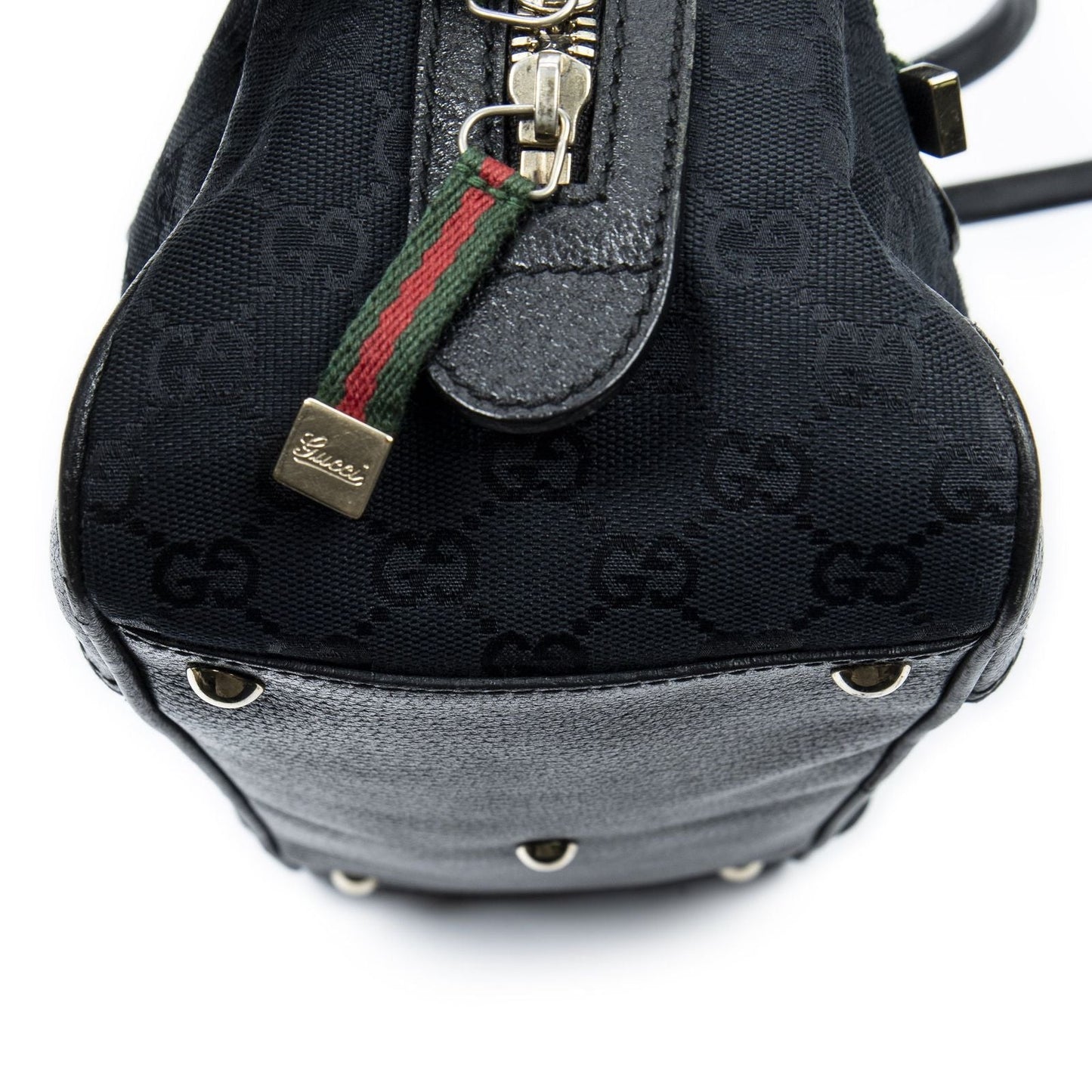 Gucci Web Principe Boston Black GG Canvas Messenger Bag