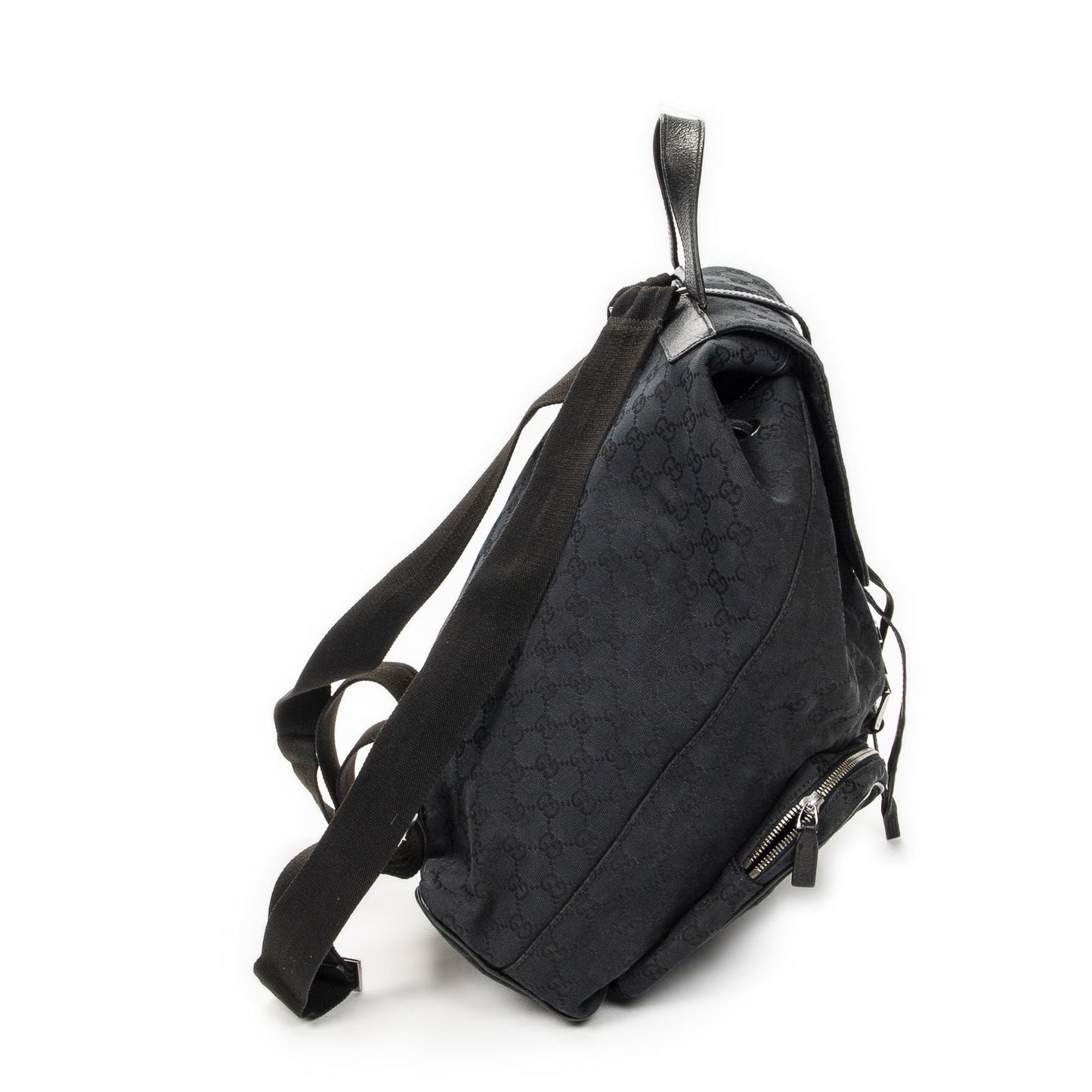 Gucci Drawstring Backpack Black GG Canvas