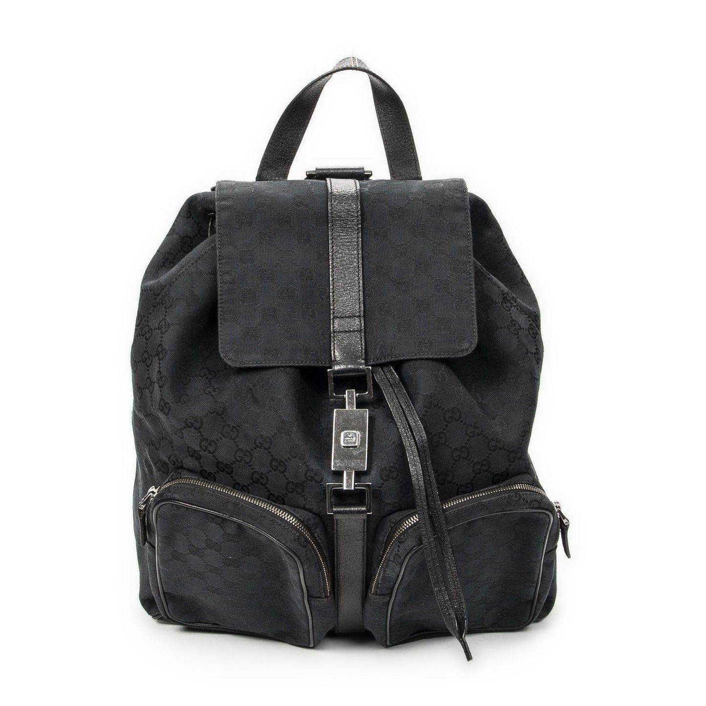 Gucci Drawstring Backpack Black GG Canvas