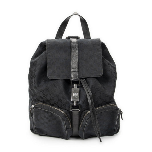 Gucci Drawstring Backpack Black GG Canvas