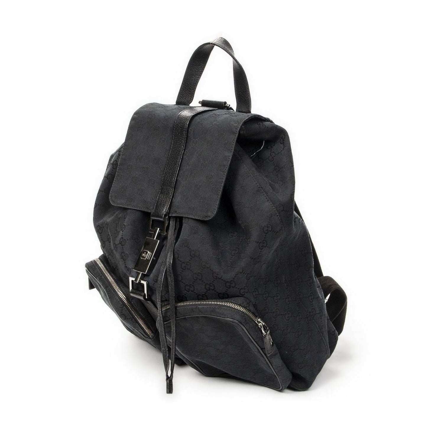 Gucci Drawstring Backpack Black GG Canvas